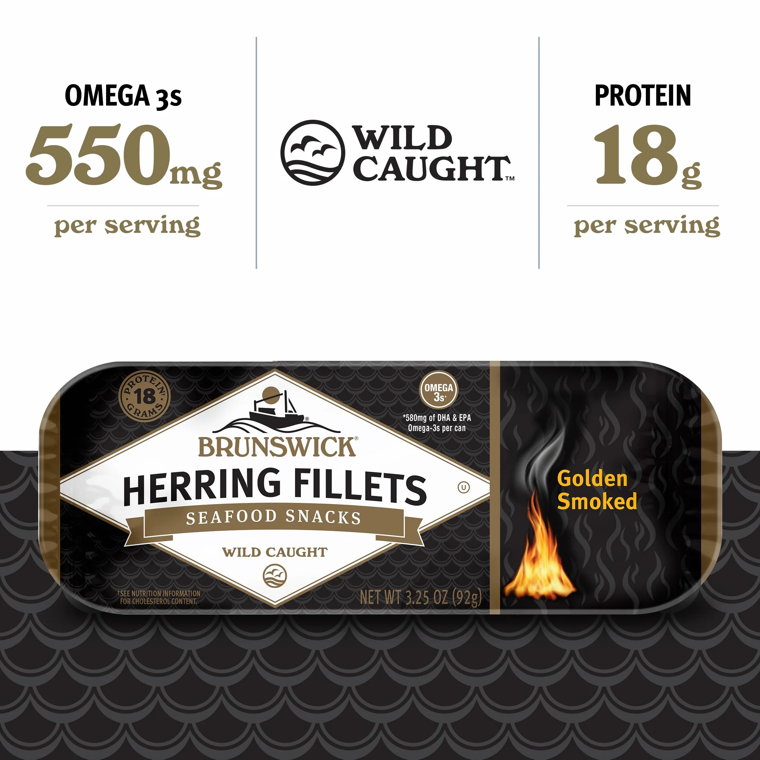 Filetes de arenque ahumado dorado, lata 3.25 oz, proteína 0.76 oz por porción, sin gluten, cetogénico