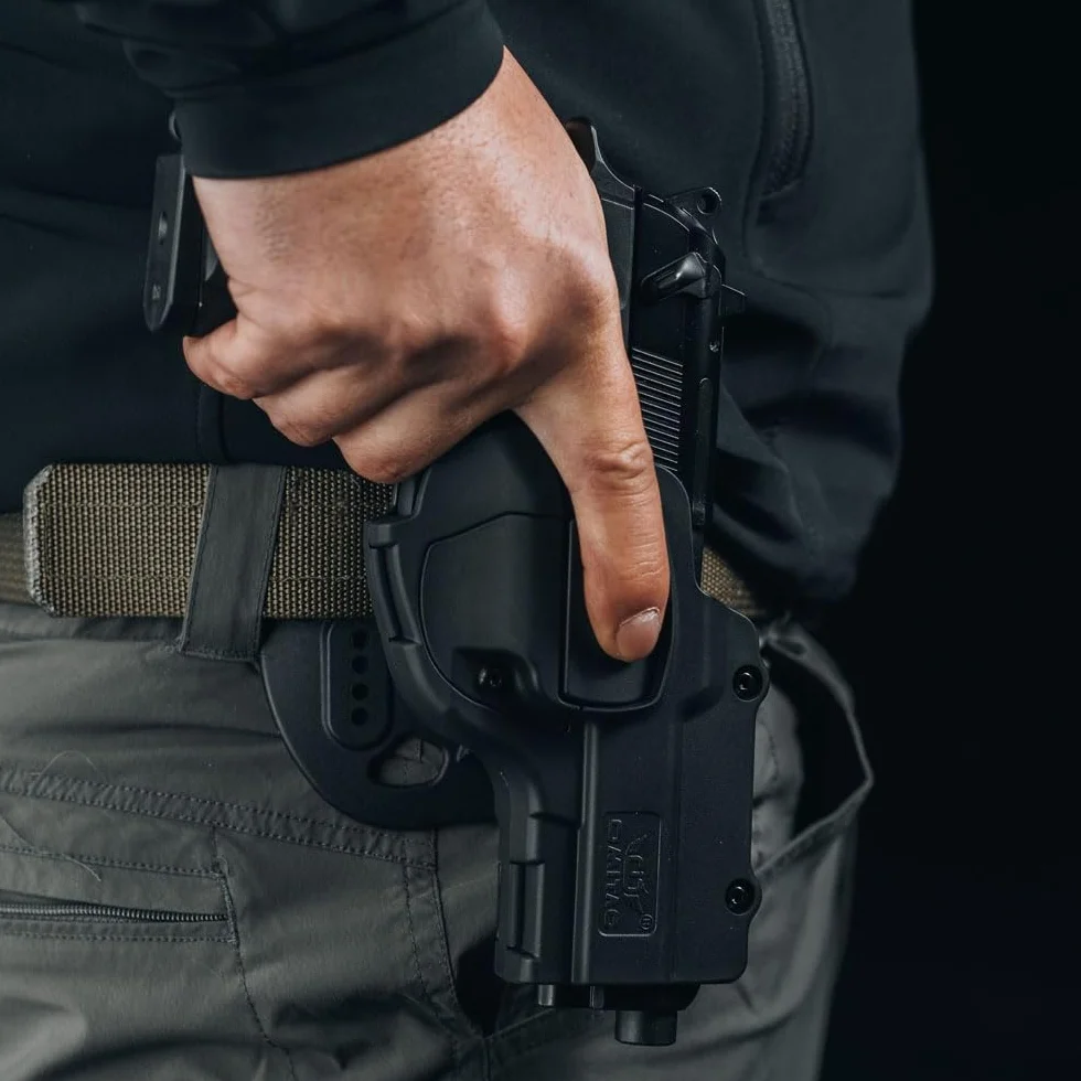 Beretta 92 Funda de polímero OWB para pistola militar, cinturón exterior táctico, abierta para diestros negro