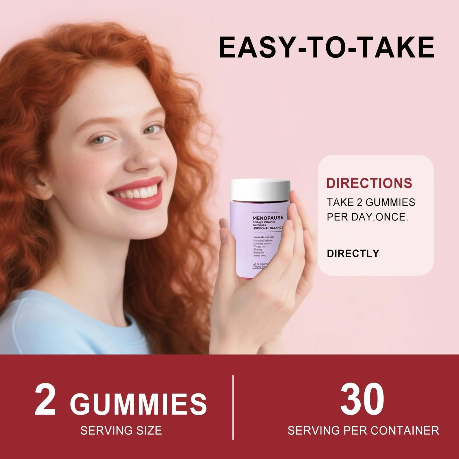Gomitas De Equilibrio For Mujeres For Apoyo Hormonal Y Aumento Energía, Comodidad Natural For La Menopausia, Delicioso Sabor A Bayas, Bienestar Diario, 60 Unidades(1PCS)
