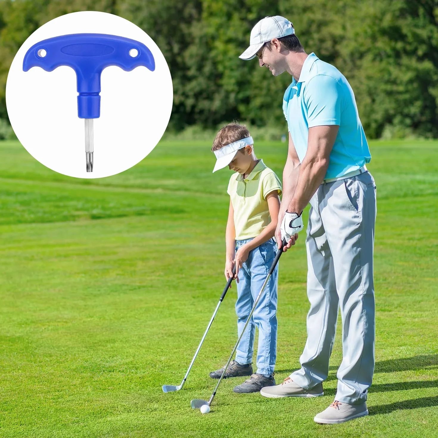 Llave Dinamométrica para Golf, Herramienta de Ajuste de Cabeza de Palos, Adaptador de Eje Azul