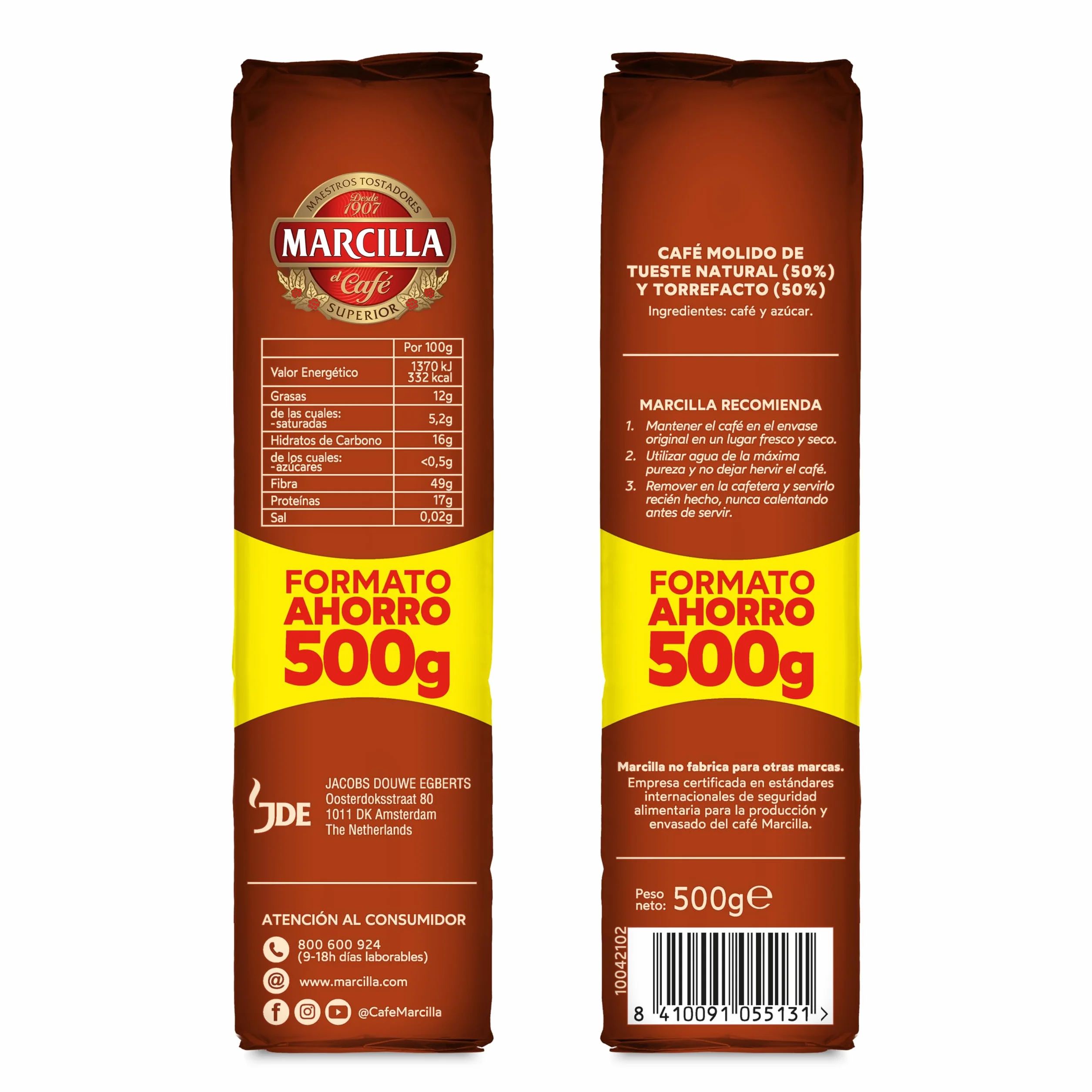 Marcilla Café Molido Mezcla |500 g | Para Cafetera Italiana, de Filtro o Pistón