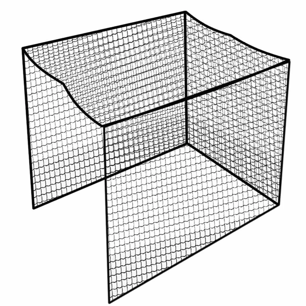 Jaula de Golf 3x3x3M Malla 2.5x2.5cm Poliéster Negro para Entrenamiento de Golf