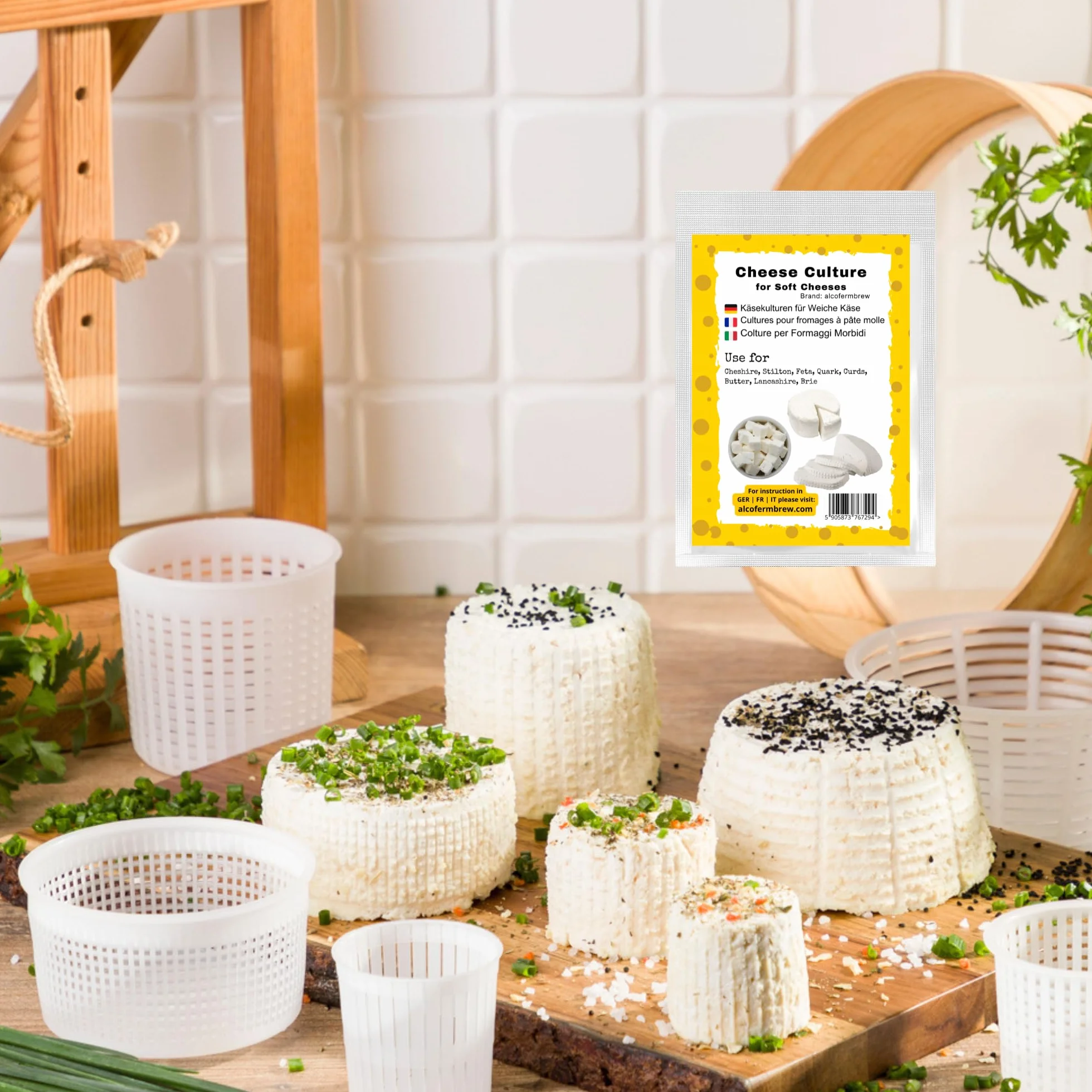 AlcoFermBrew Cultivo para Queso - Fermento Láctico, Bacterias de Queso (Cultivo de queso para Queso Molle)