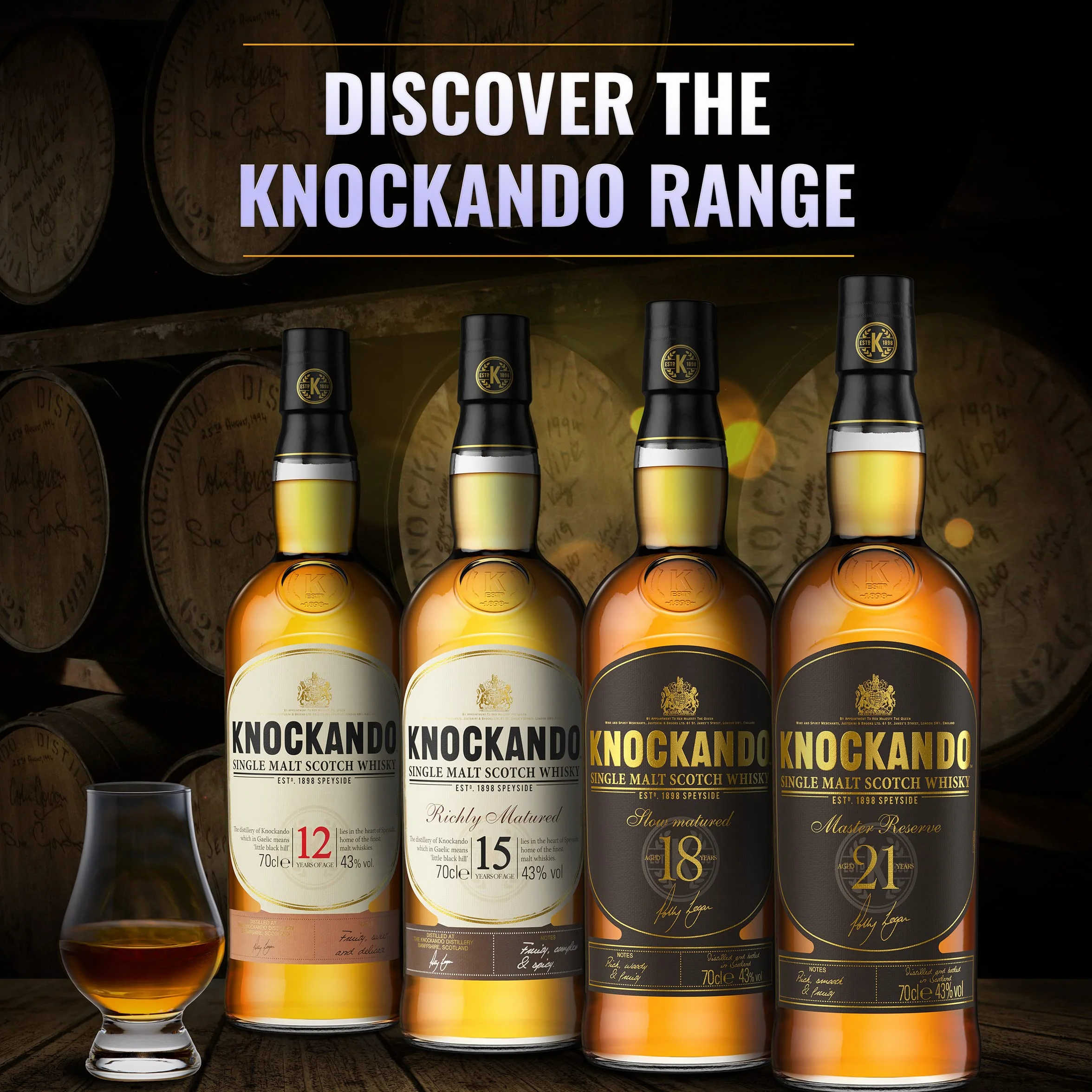Knockando Whisky escocés puro de malta de Speyside, 0.7 L