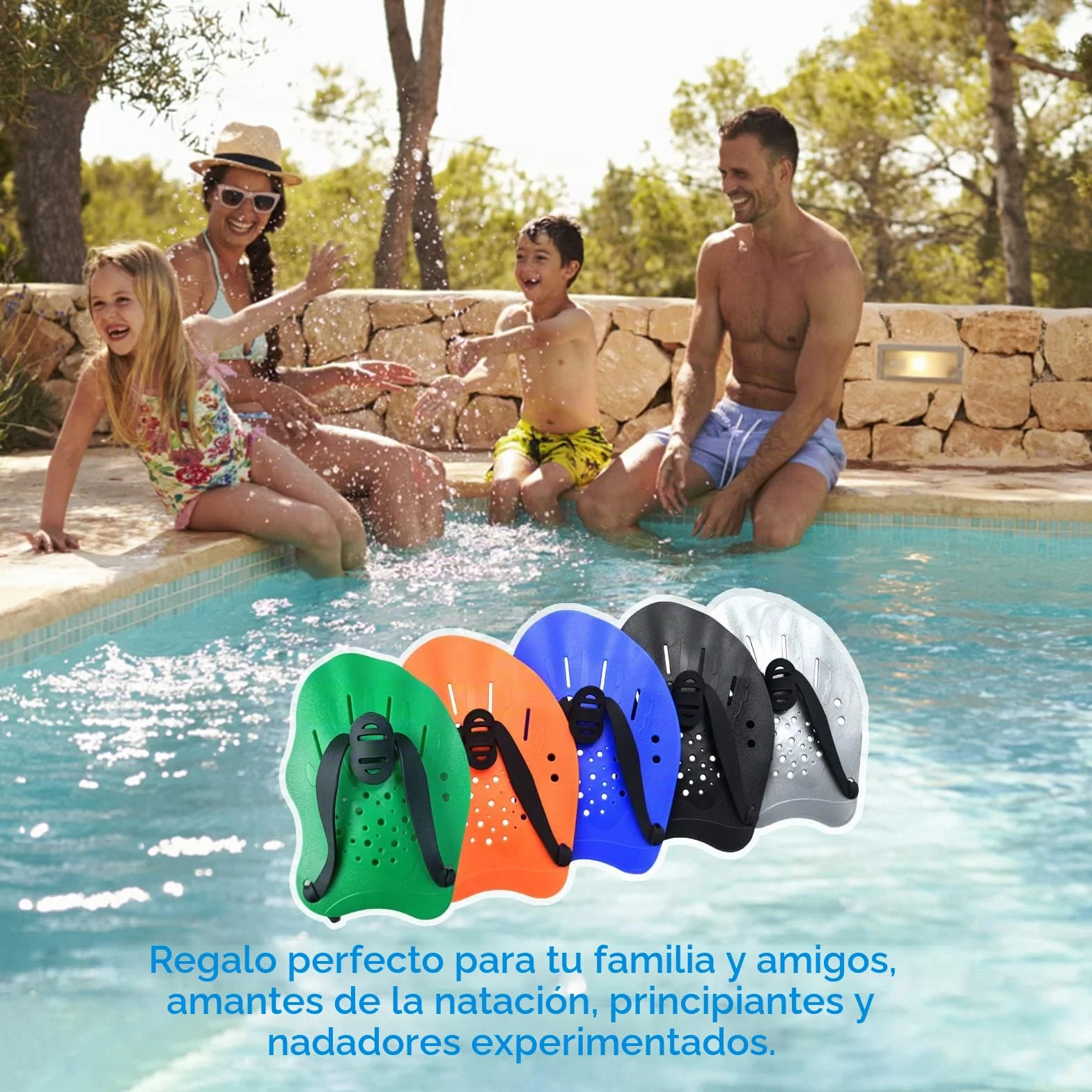 Palas de natación con Correas Ajustables para Entrenamiento de Fuerza - Equipo de Ejercicio de Piscina