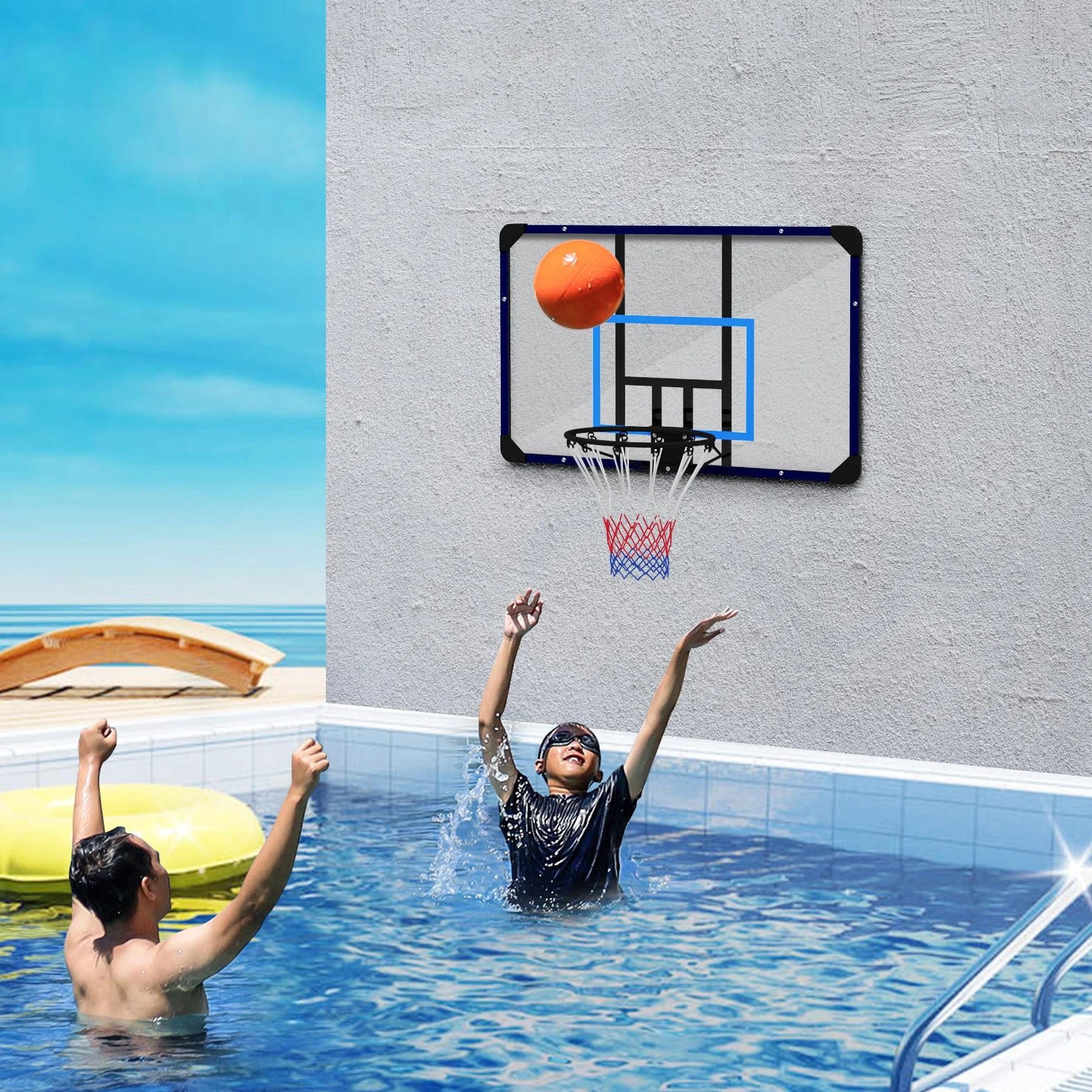 SPORTNOW Canasta de Baloncesto con Tablero 45 cm Acero Exteriores Montaje Pared