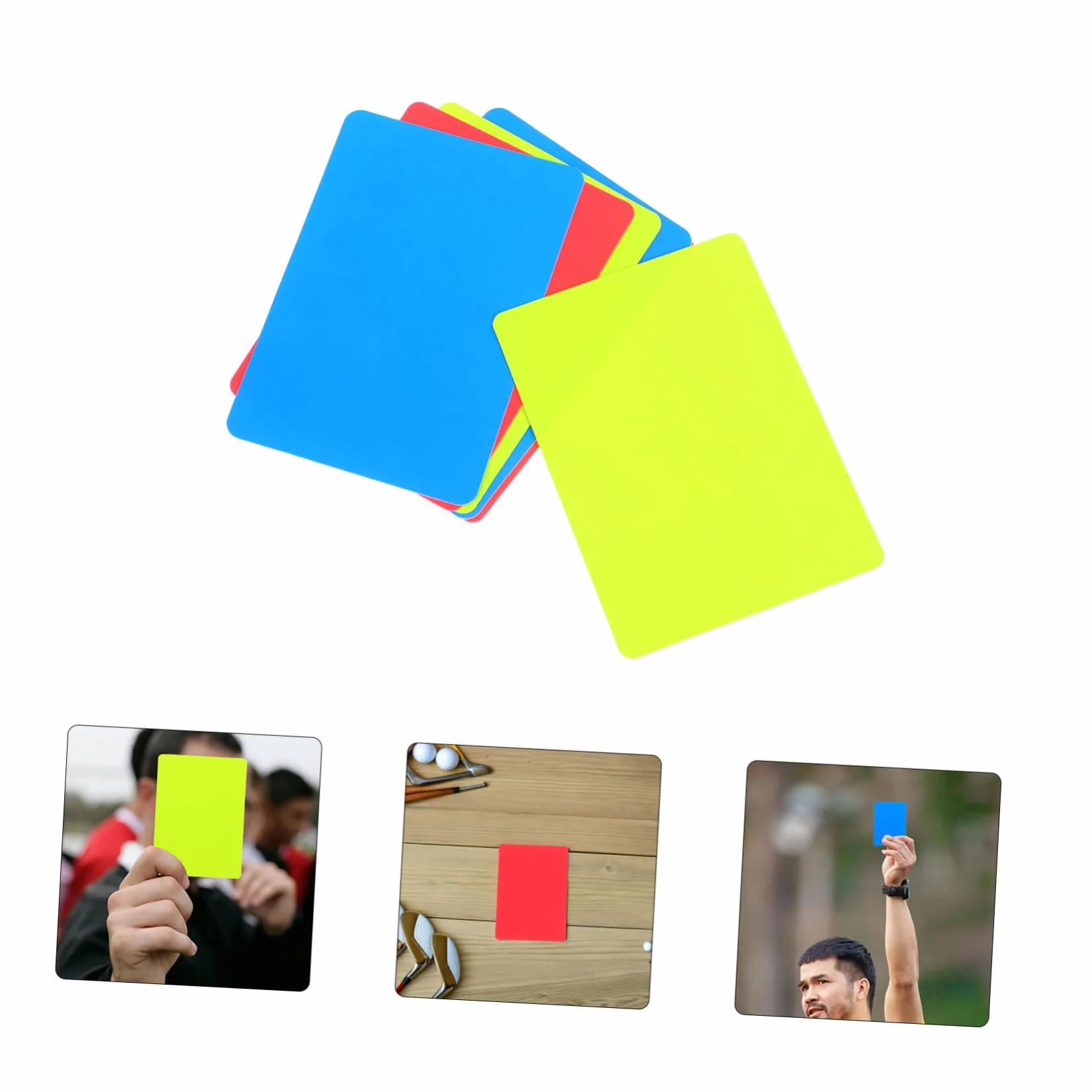 SUPVOX Juego de 6 Tarjetas de Árbitro de Fútbol en PVC Rojo Amarillo Azul para Penalizaciones