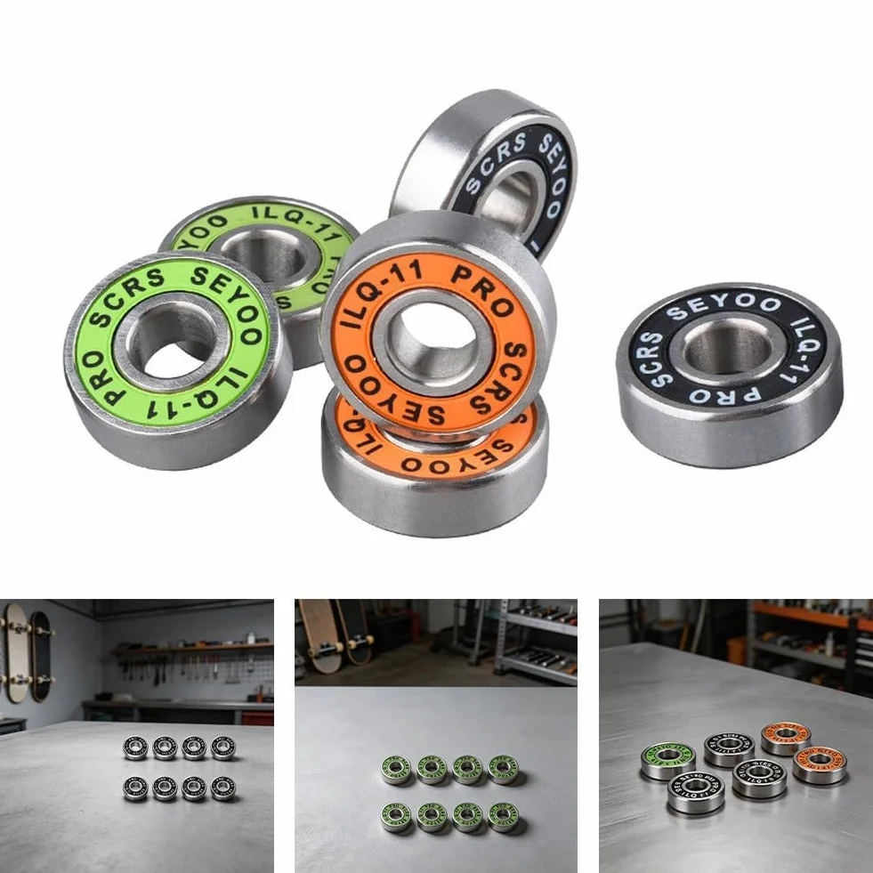 Rodamientos 608RS ABEC-9 ILQ-11 acero cromado 22mm para patines eje 8mm 8 unidades