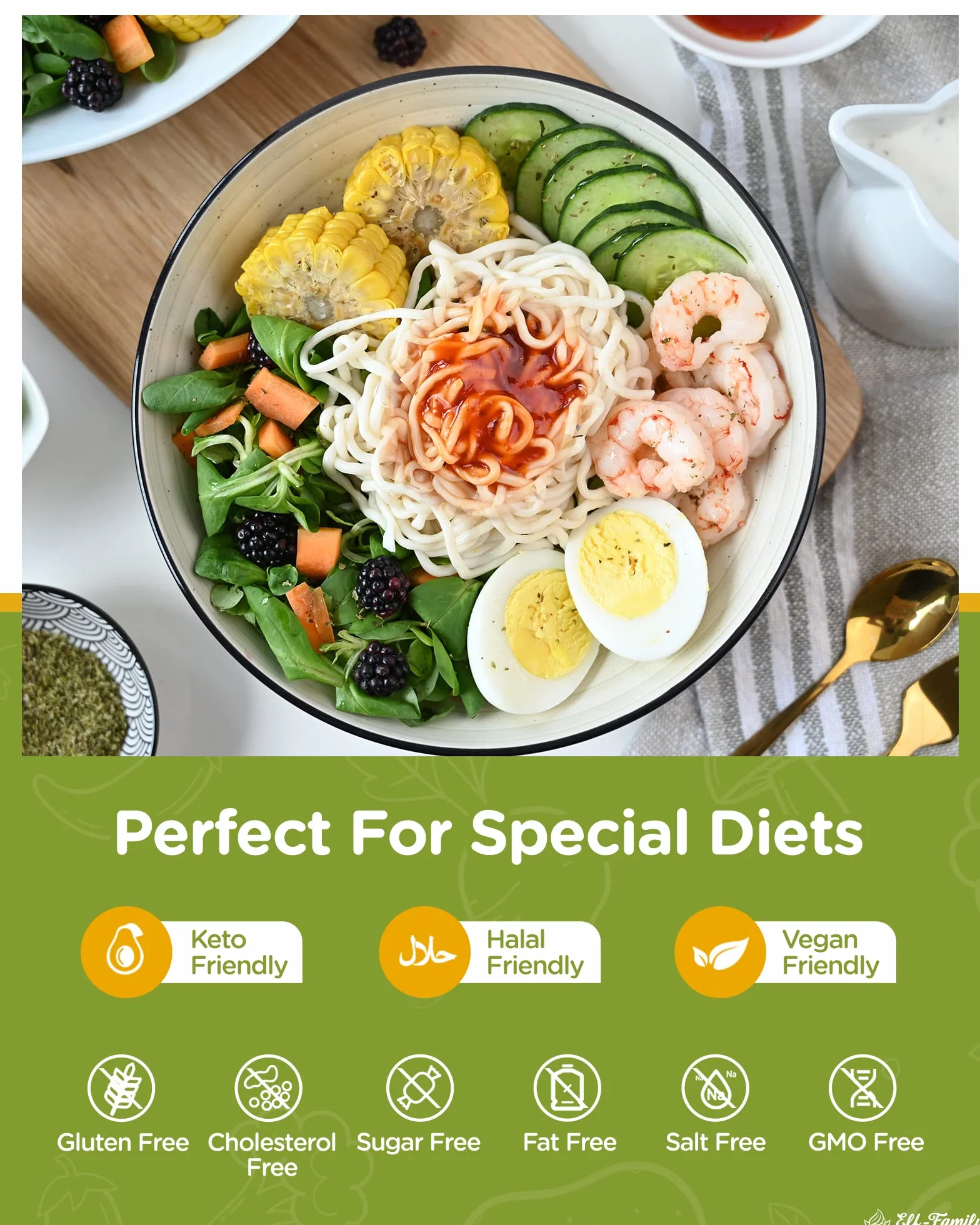 Elf-family [Nuevo] Pasta Konjac Keto de Tailandia Bajo en calorías/Bajo en carbohidratos/Vegano/Sin gluten Fideos Konjac Noodles Shirataki Oat Fibre/Sin azúcar - Spaghetti, 240g x 6 cajas(12 paquetes)