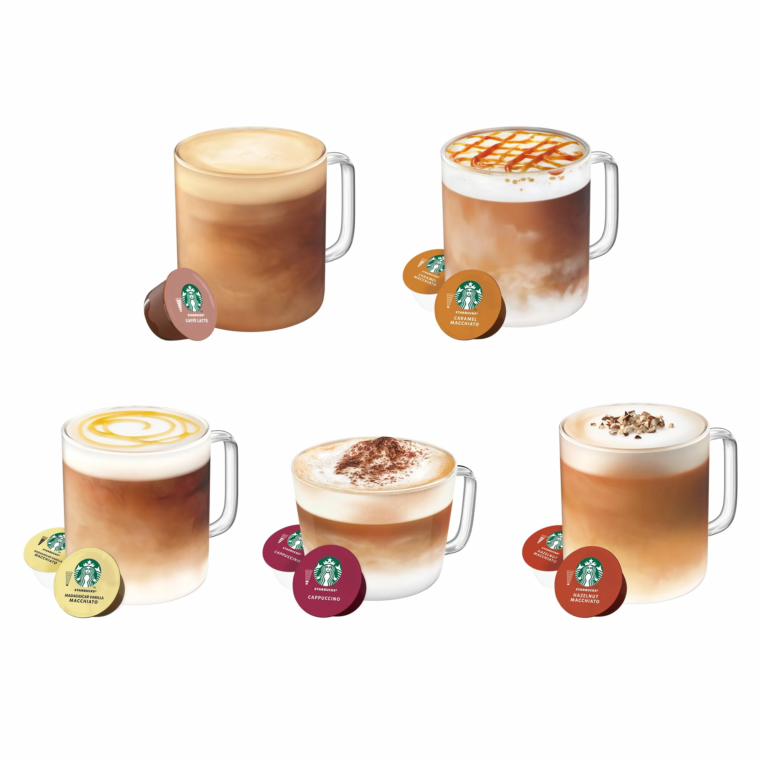 STARBUCKS Paquete Variado White Coffee de Nescafé Dolce Gusto, Cápsulas de Café 6 x 12 (72 Cápsulas) - Exclusivo de Amazon