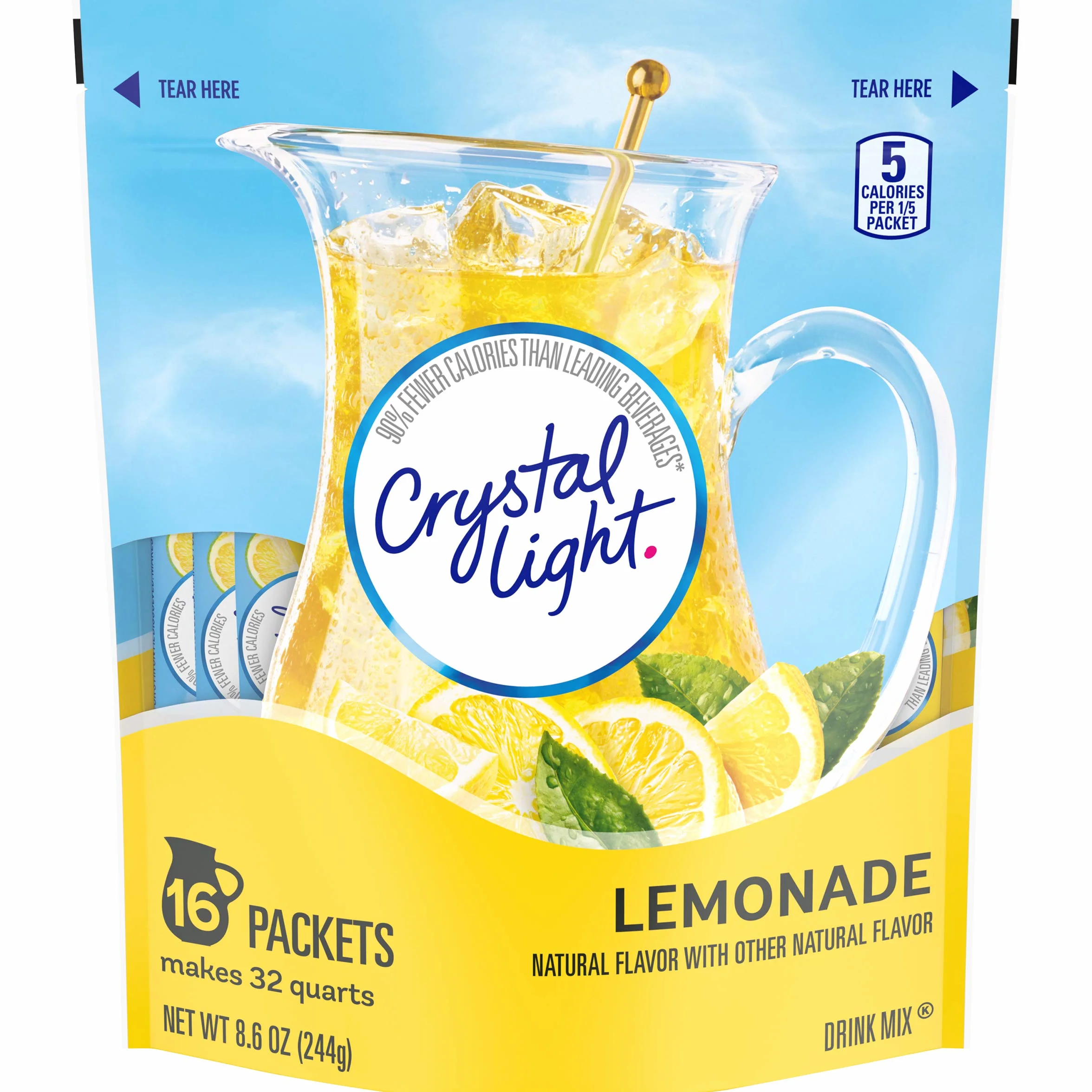 Crystal Light Lemonade Sticks, Natural, 8.6 Ounce