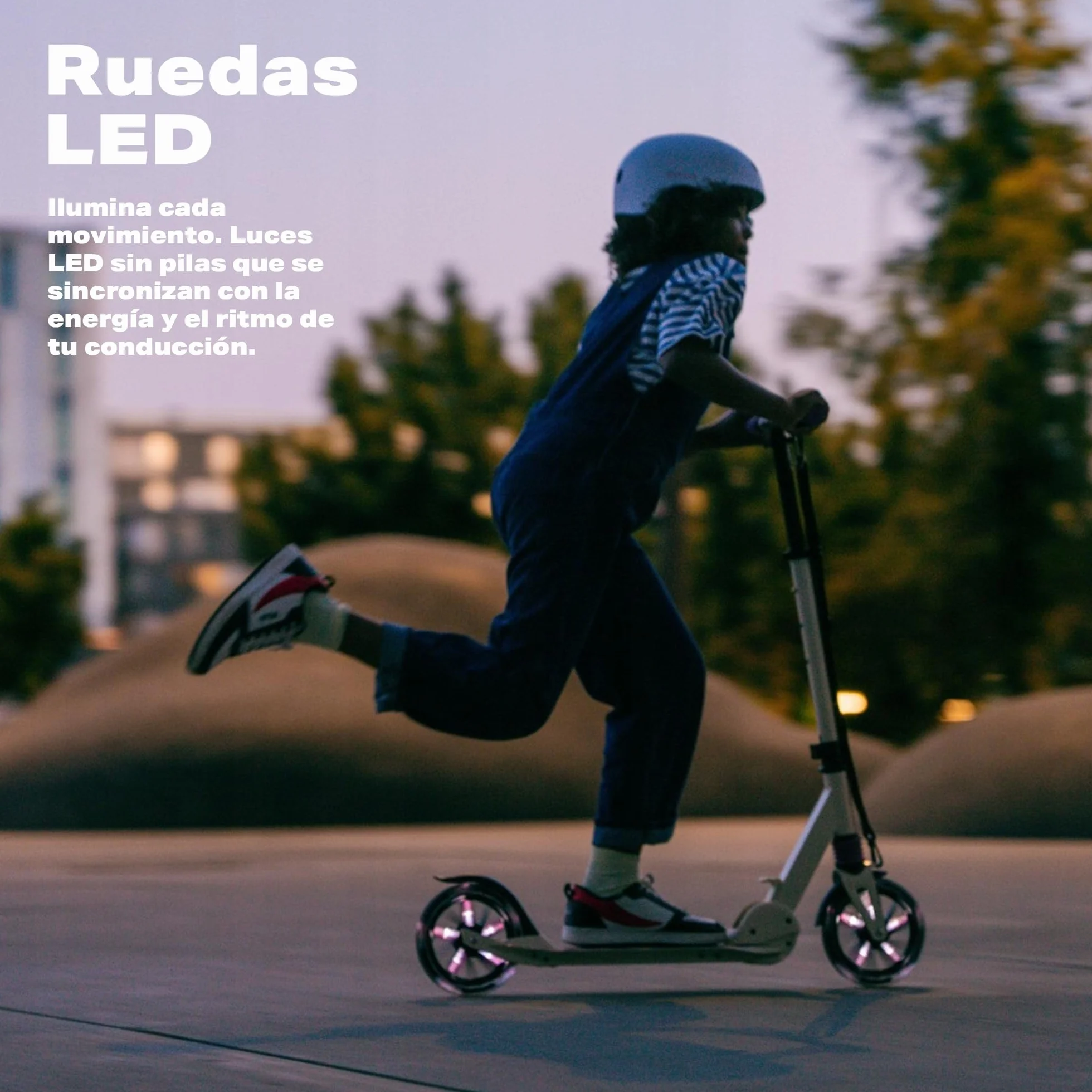 Movino Patinete Plegable Urbano para Niños Adultos Adolescentes hasta 100 kg Ruedas LED 180 mm Manillar Ajustable