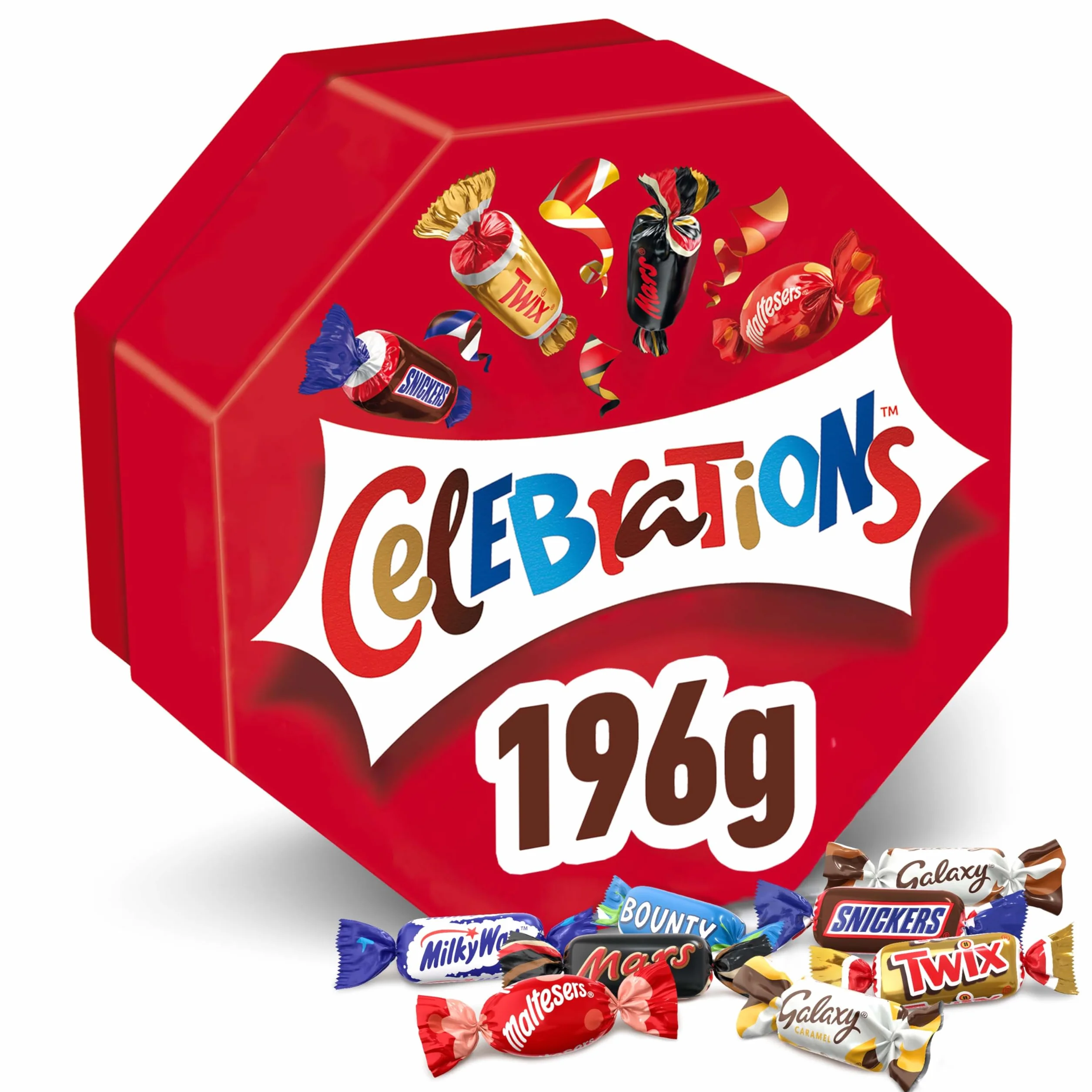Celebrations, Caja Mezcla de Chocolatinas Mini, Disfruta de un Variedad de Sabores, Ideal como Regalo (196g)