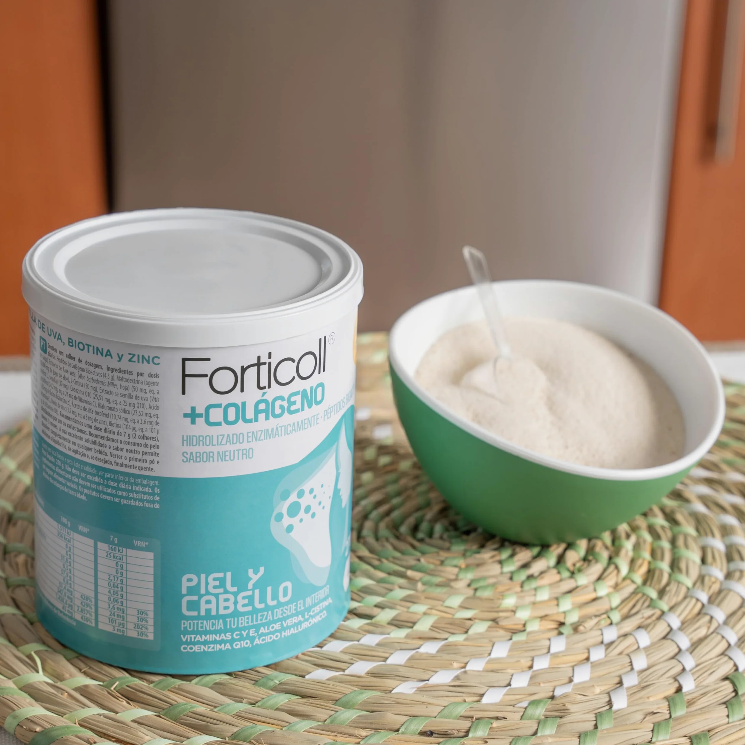 FORTICOLL Colágeno Bioactivo, Complemento Alimenticio, Sin Gluten, Sin Lactosa, Piel y Cabello Regenerador de Tejidos, 270 Gramos, Pack 6 Unidades
