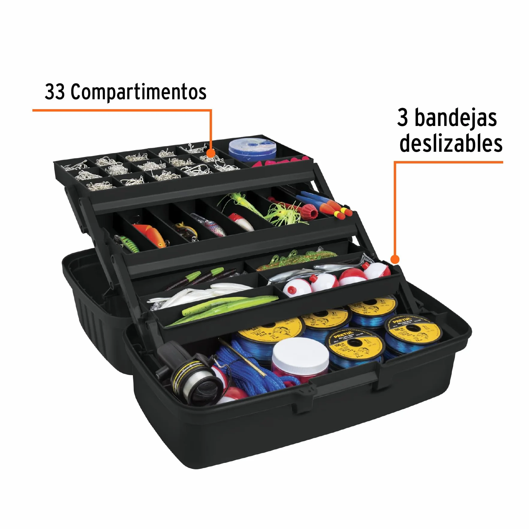 Truper CPE-16N Caja para pesca de polipropileno 16" negro