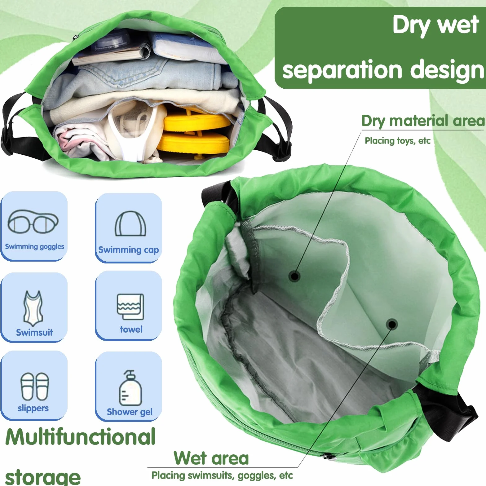 YOUYIKE Mochila Deportiva Impermeable Bolsa Playa Gimnasio Viaje Cordón