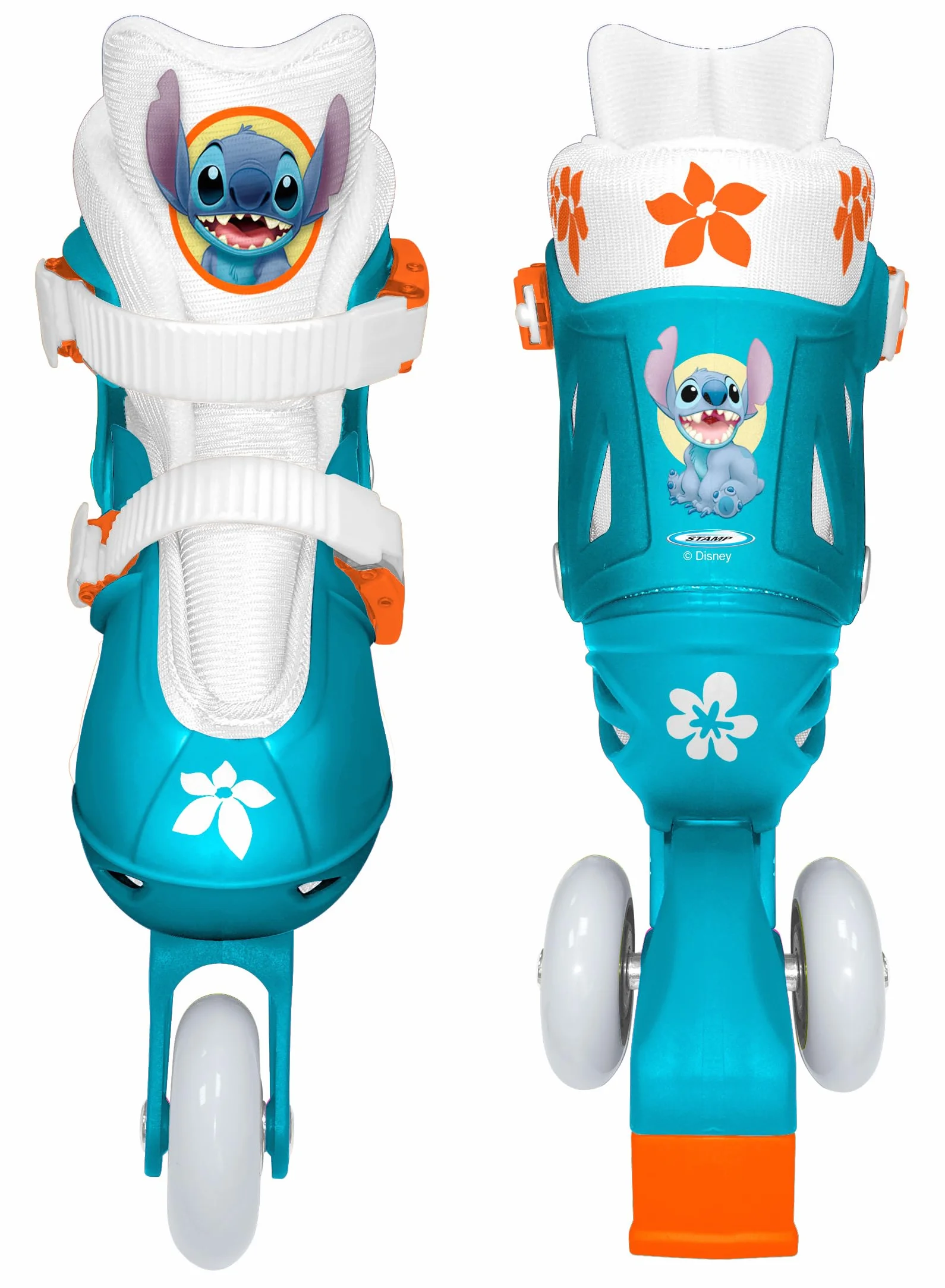 Adjustable Two in One 3 Wheels Skate Stamp Stitch Azul Sizes 27-30