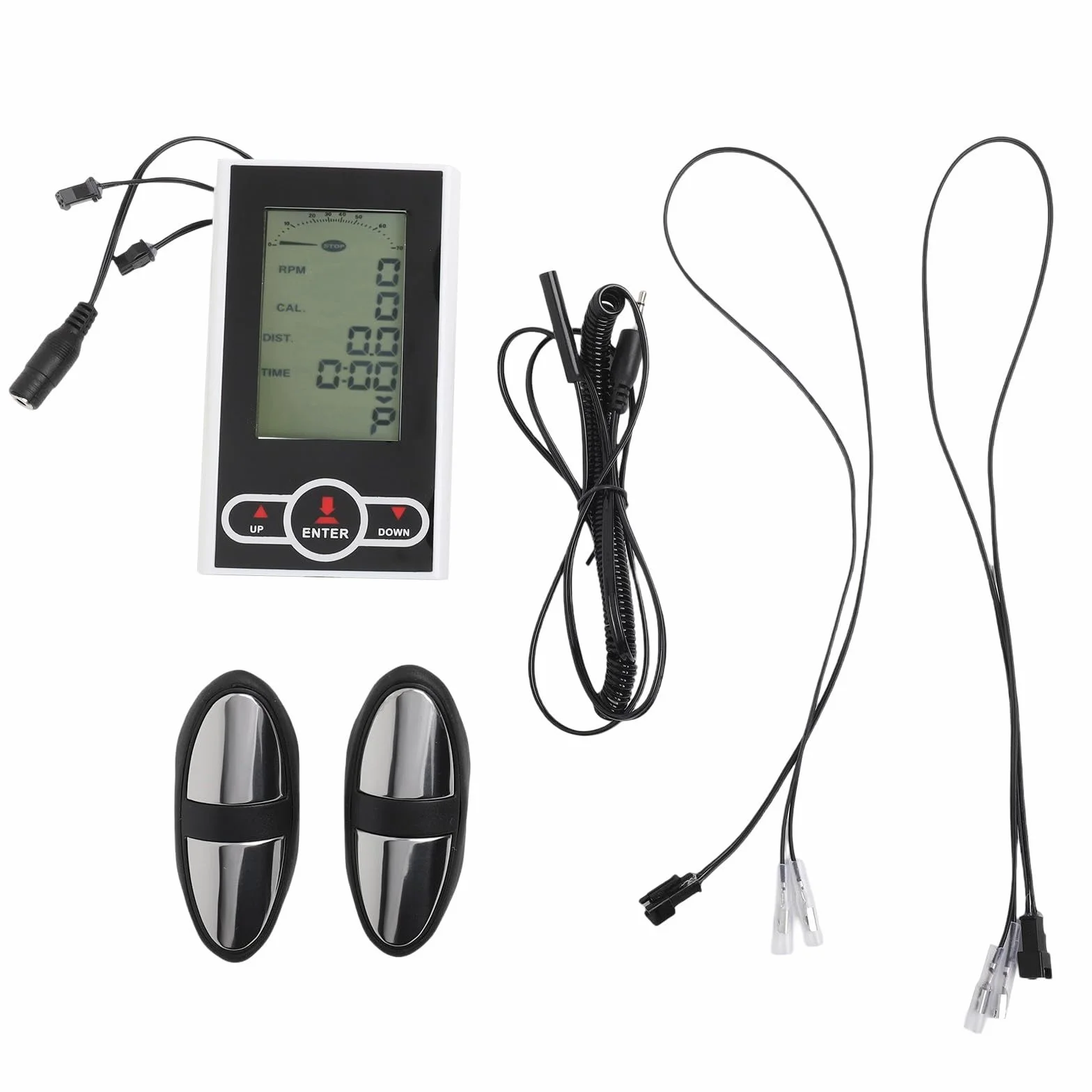 Monitor de bicicleta estática Velocímetro Pantalla con Sensor de Frecuencia Cardíaca Tiempo Velocidad Calorías Plástico Blanco