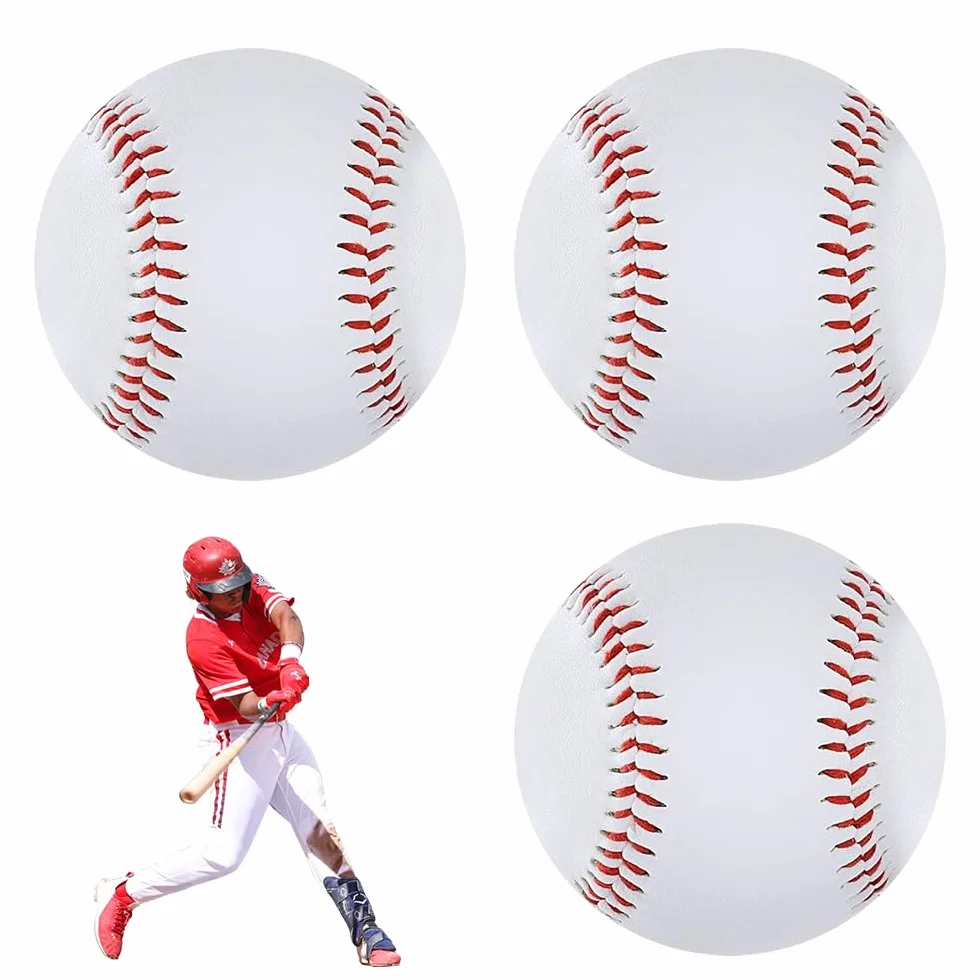 Pelotas De Béisbol 9 Pulgadas PU Cosido a Mano Espuma Suave Softball para Competiciones