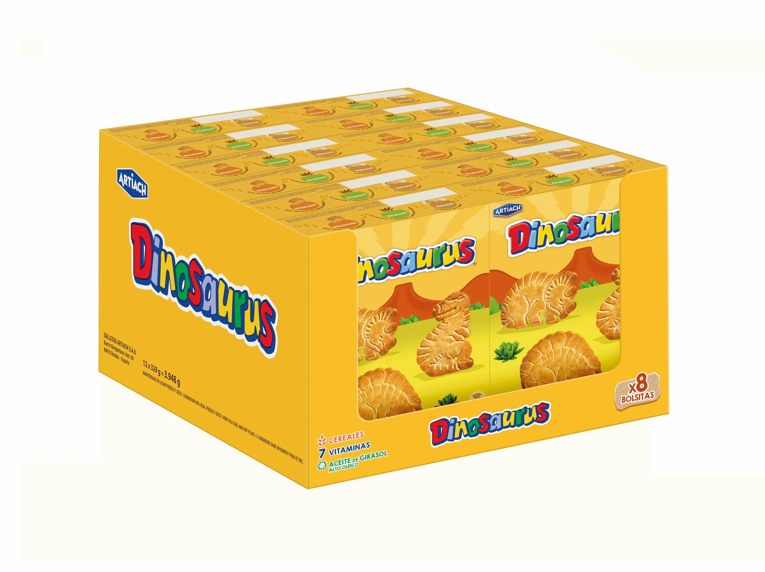 Dinosaurus - Galletas Dinosaurus Original 329g. (Pack de 12). Total 3,95kg.