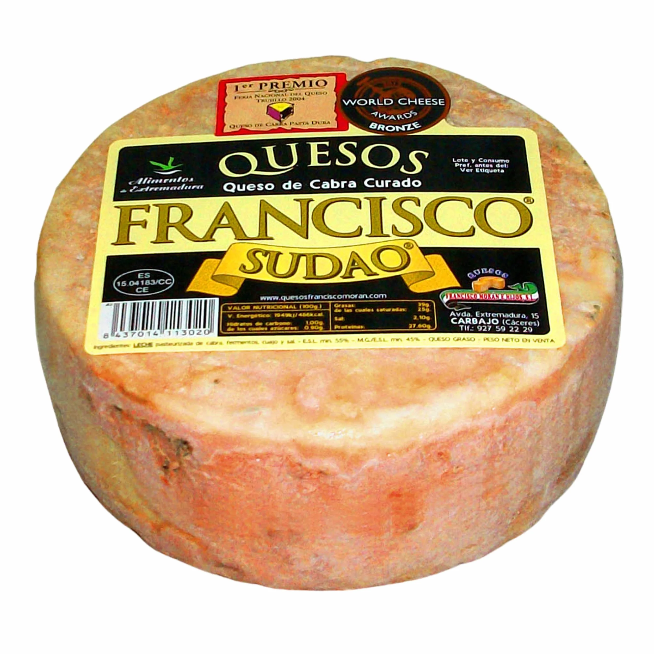 Queso de Cabra Sudao Extremeño Artesano Maduración 3-4 Meses 800-850g Leche Pasteurizada de Cabra
