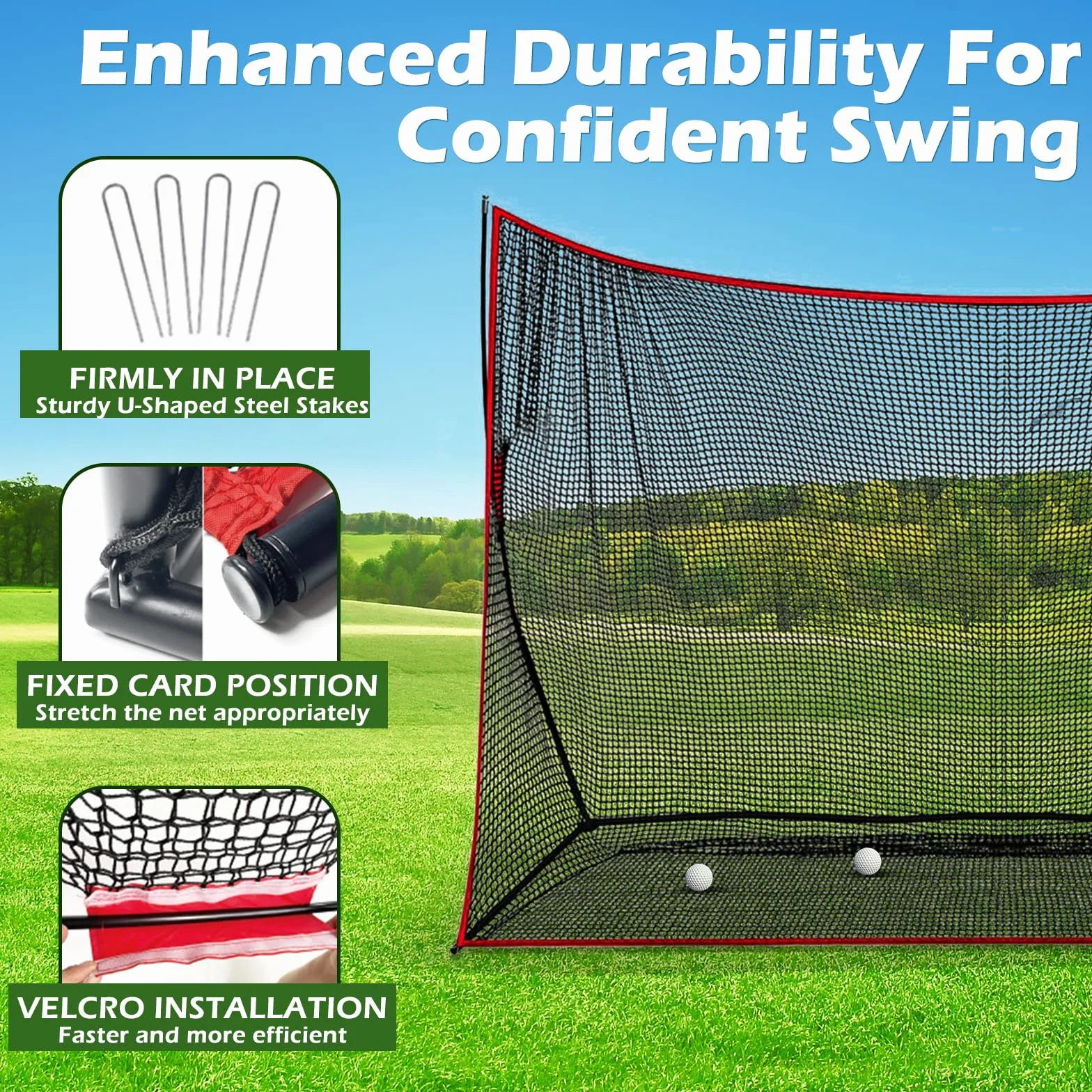 GoSports - Red de golf para práctica, 3 m x 2,1 m o 2,1 m x 2,1 m, campo de entrenamiento personal para uso interior o exterior