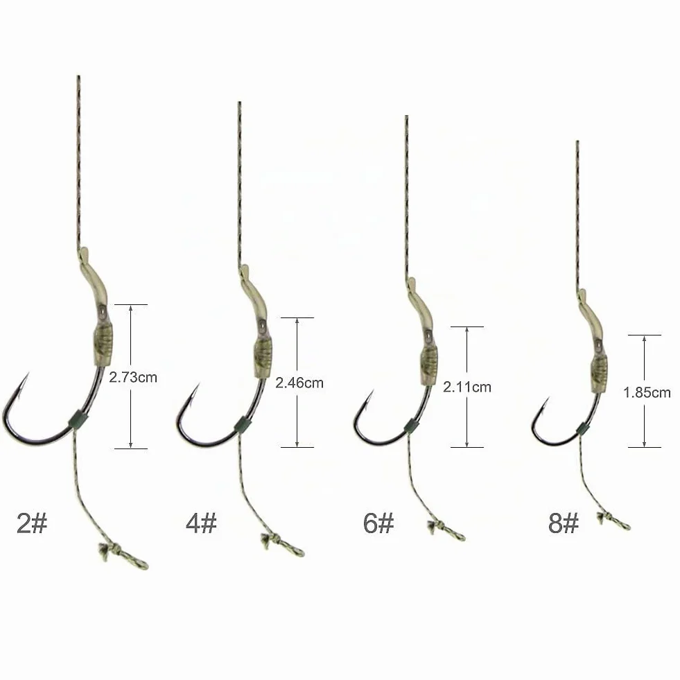 Carpfishing Anzuelos de Pesca de Carpa - 24pcs Aligner Rigs, Tamaños 2, 4, 6, 8