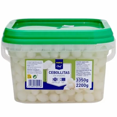 Cebollitas en Vinagre Chef – El Toque Crujiente y Refrescante para tus Platos Favoritos (3 Bote 3350g, (Escurrido 2200g,))