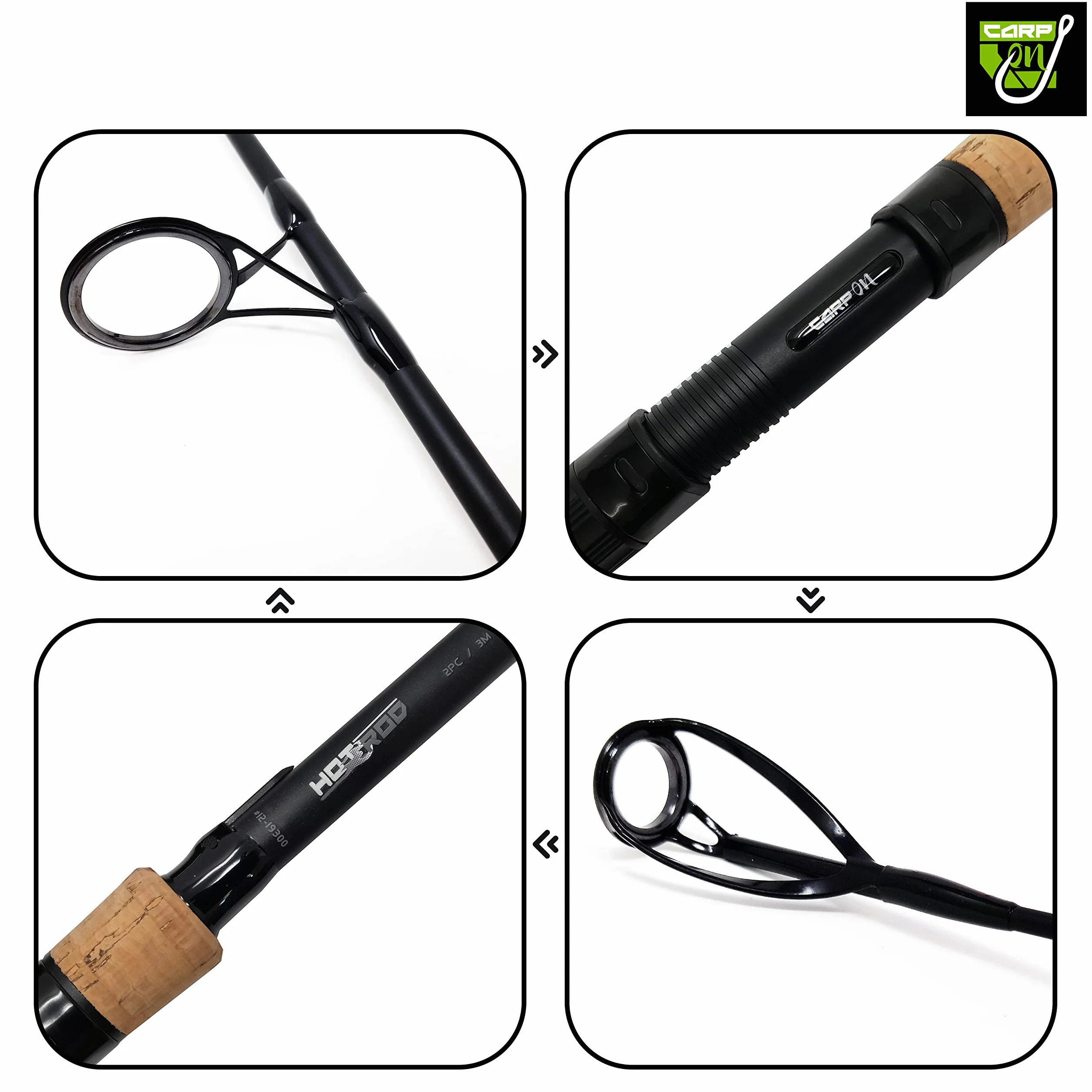 Hotrod 3m 10ft Extender Carp Fishing Rod 2 Piece Part-Tele Full Cork Handle Test Curves 3lb 3.25lb 3.50lbs Ultra Light High Grade Korean Carbon