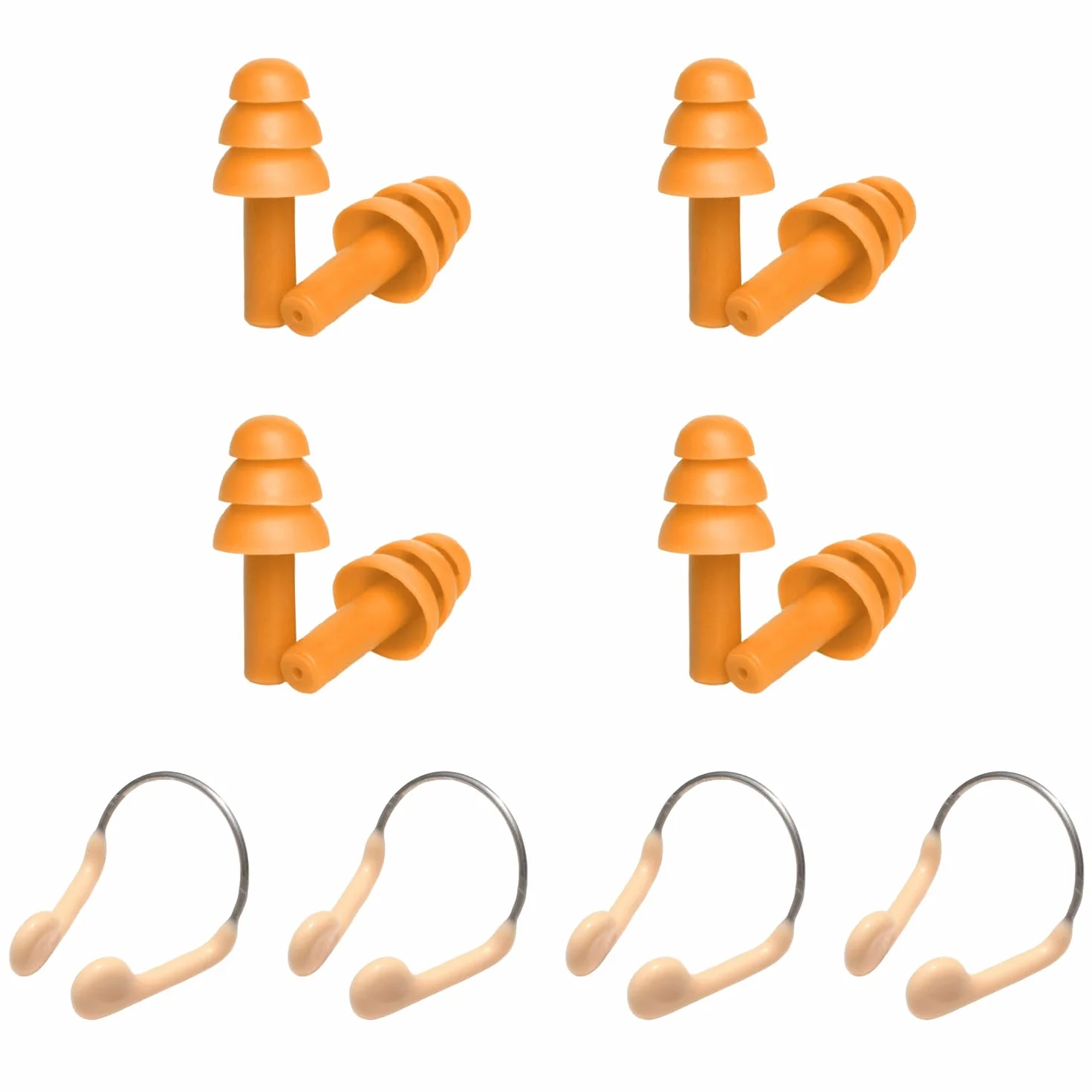 Clips Nasales De Alambre 4 Piezas, Tapones para Los Oídos De Natación Naranjas 4 Pares, Accesorios De Aprendizaje