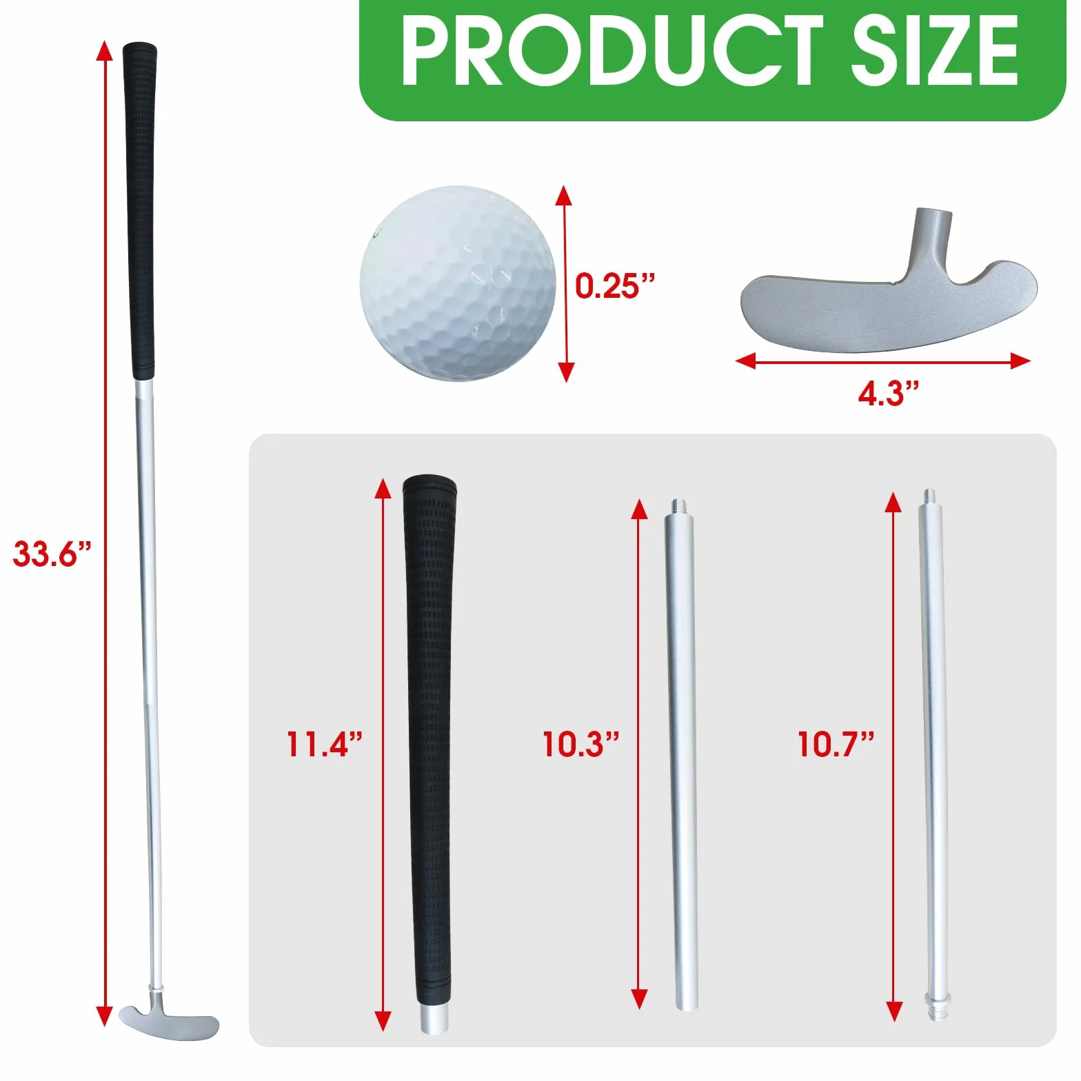 Putter de golf bidireccional para jóvenes principiantes 33 pulgadas con 2 pelotas de golf