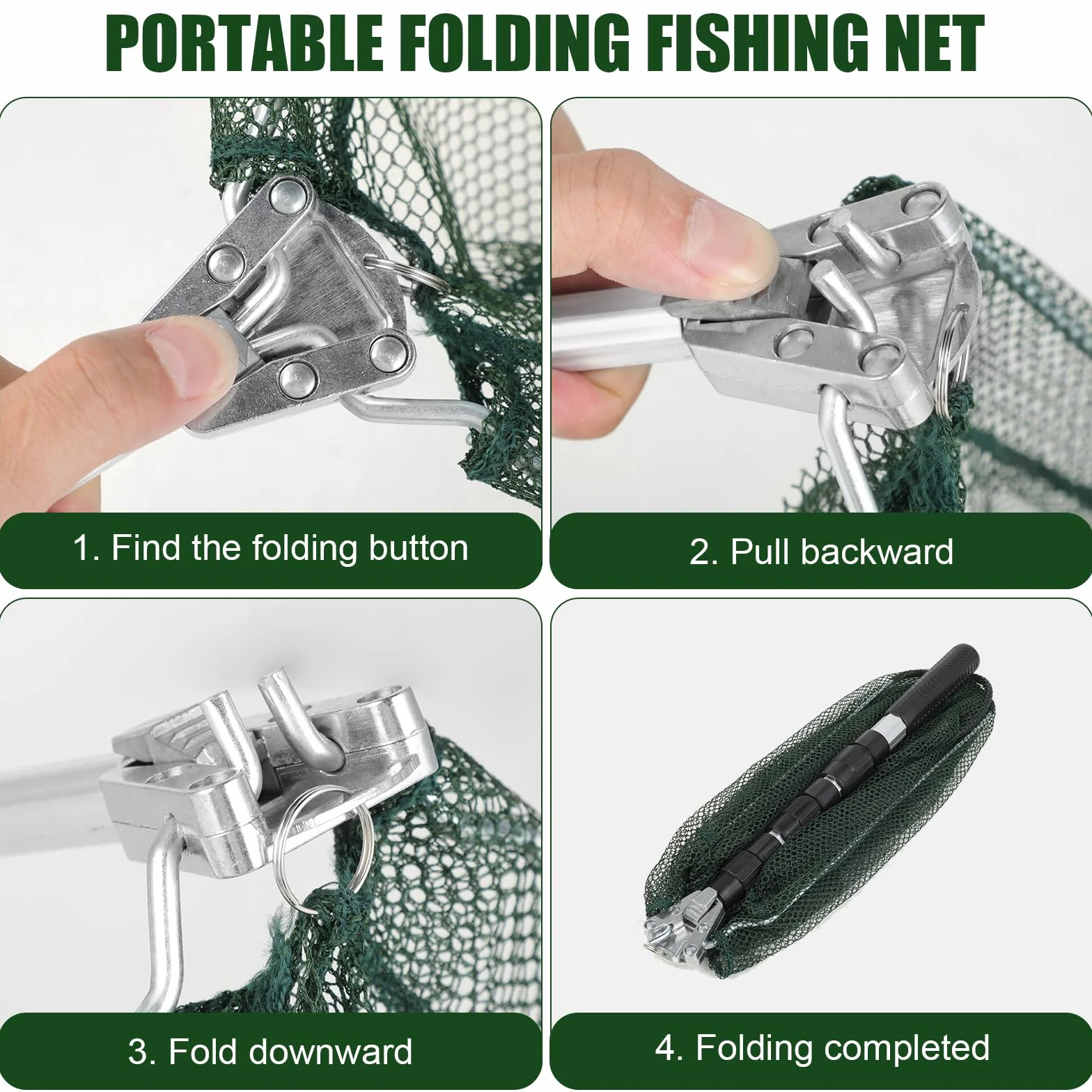 Red de Pesca Plegable Telescópica con Mango Antideslizante para Capturas Accesorio de Pesca al Aire Libre para Estanques