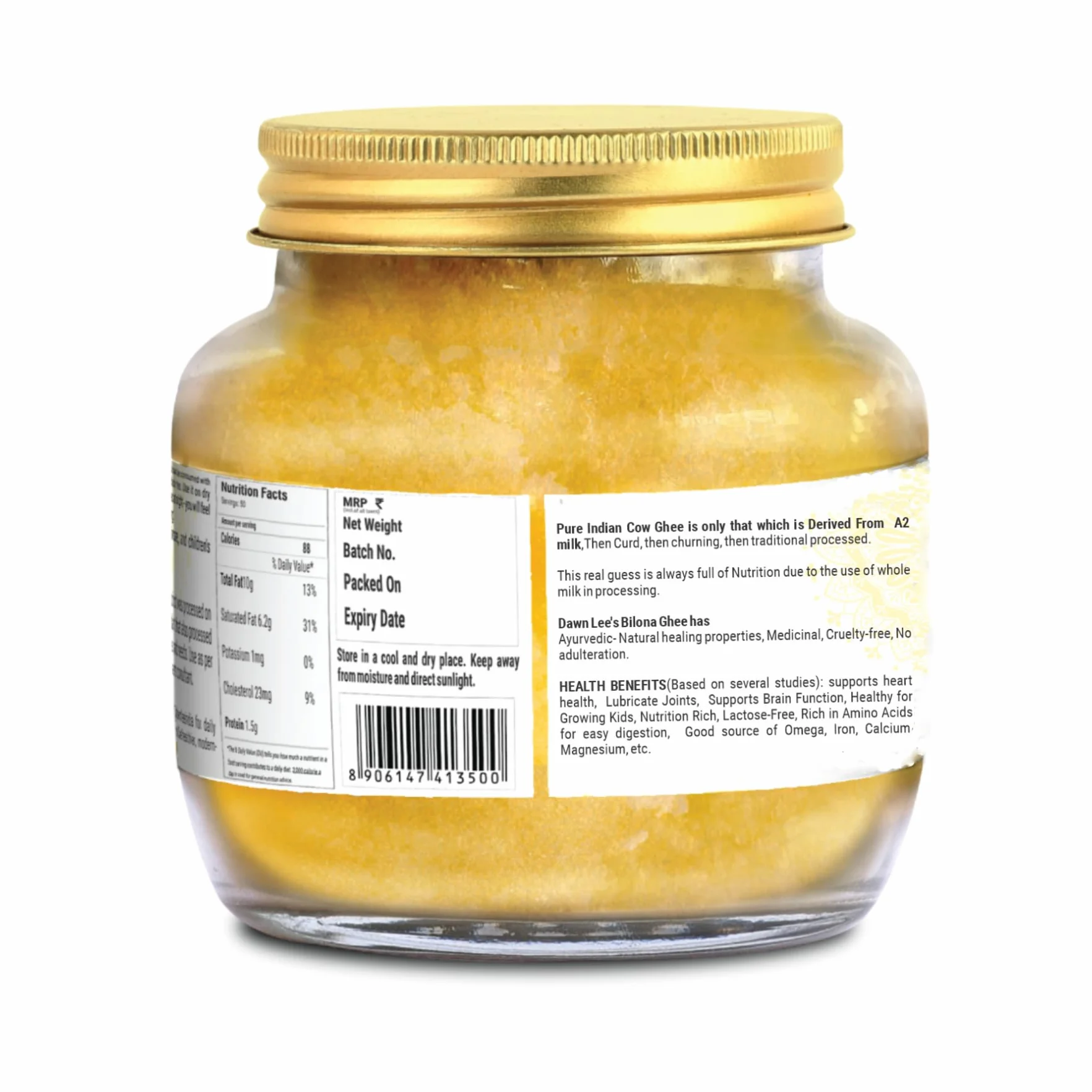 Ghee Bilona A2 Natural 250 ml Cuajada Proceso de Churning Propiedades curativas