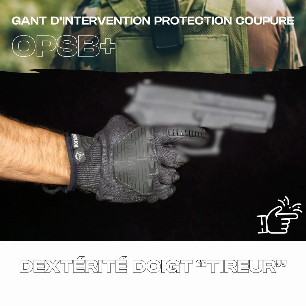 ROSTAING Guantes tácticos OPSB+ Par de intervención reforzados anticorte compatibles táctiles Airsoft Paintball Caza