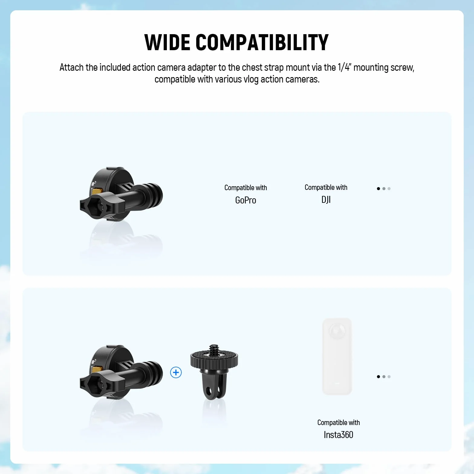 Neewer Arnés de Pecho para Cámara de Acción, Correa Ajustable Compatible con GoPro Hero, DJI Osmo, Insta360, Soporte Magnético Rápido GP25