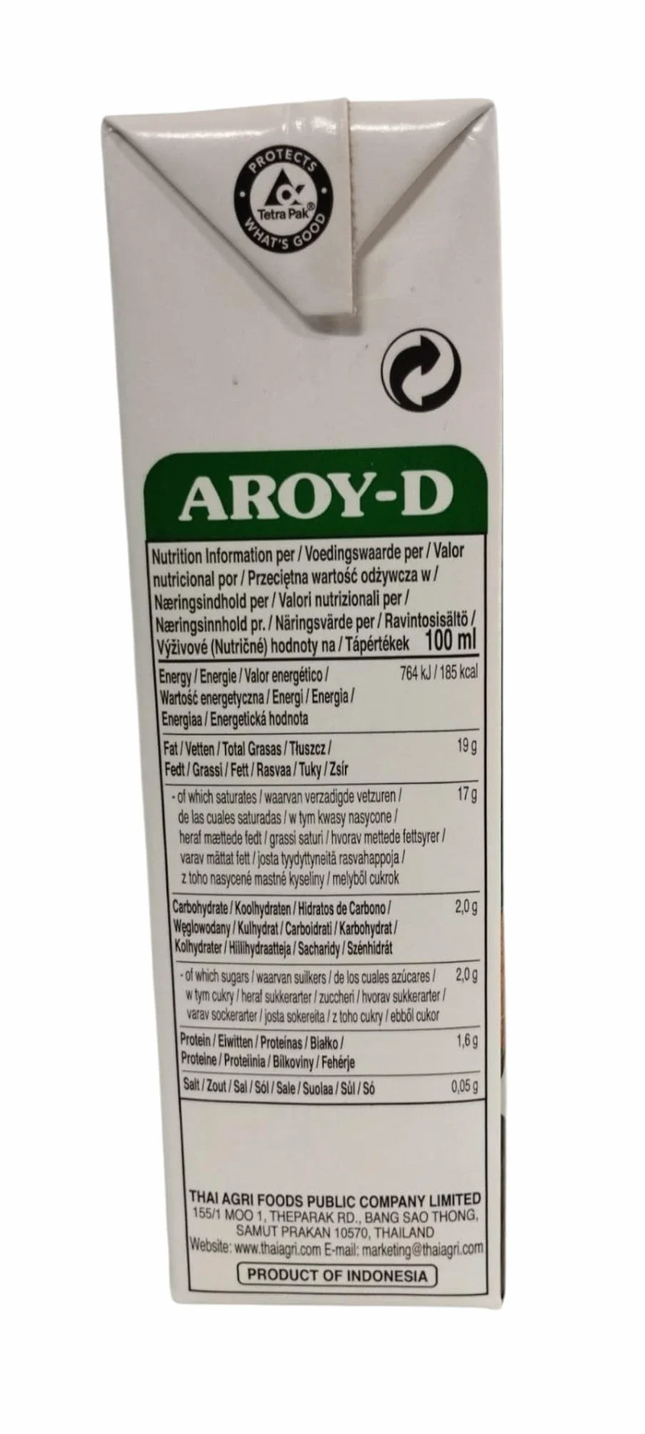 LECHE DE COCO - AROY-D - COCONUT MILK - 1 LITRO