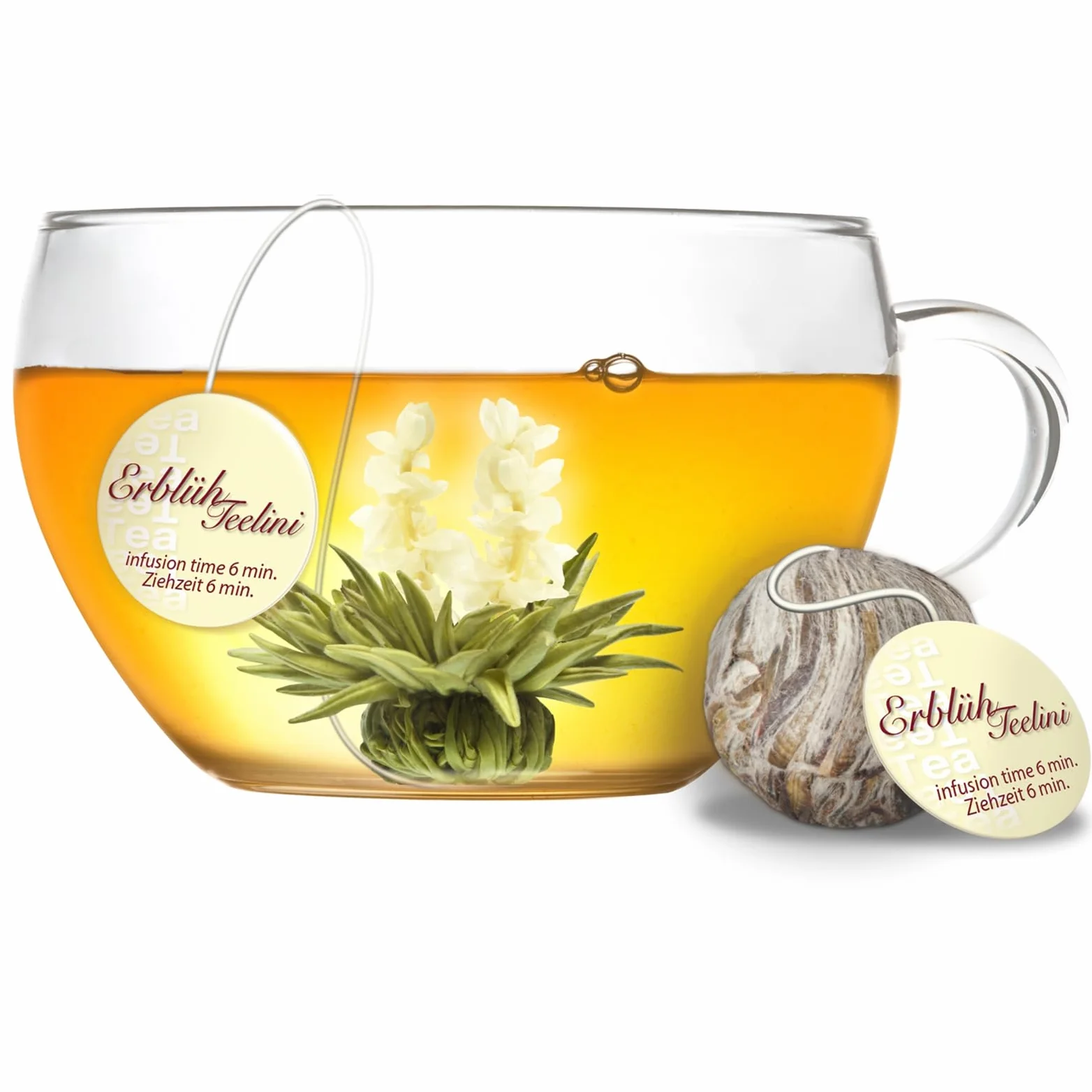 Creano Teelini Flores de Té Blanco y Negro 12 uds Cofre de Madera Sostenible 8 Variedades Regalo Premium Mujer