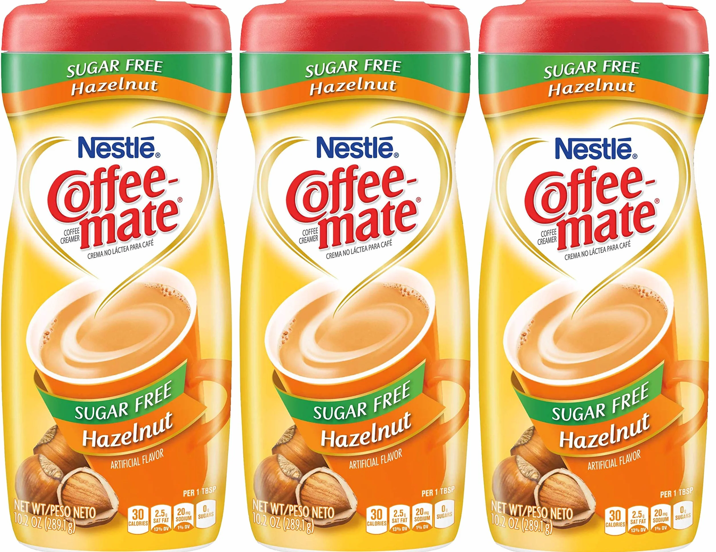 Nestle Coffee Mate sin azúcar Avellana 3 x 289g tinas