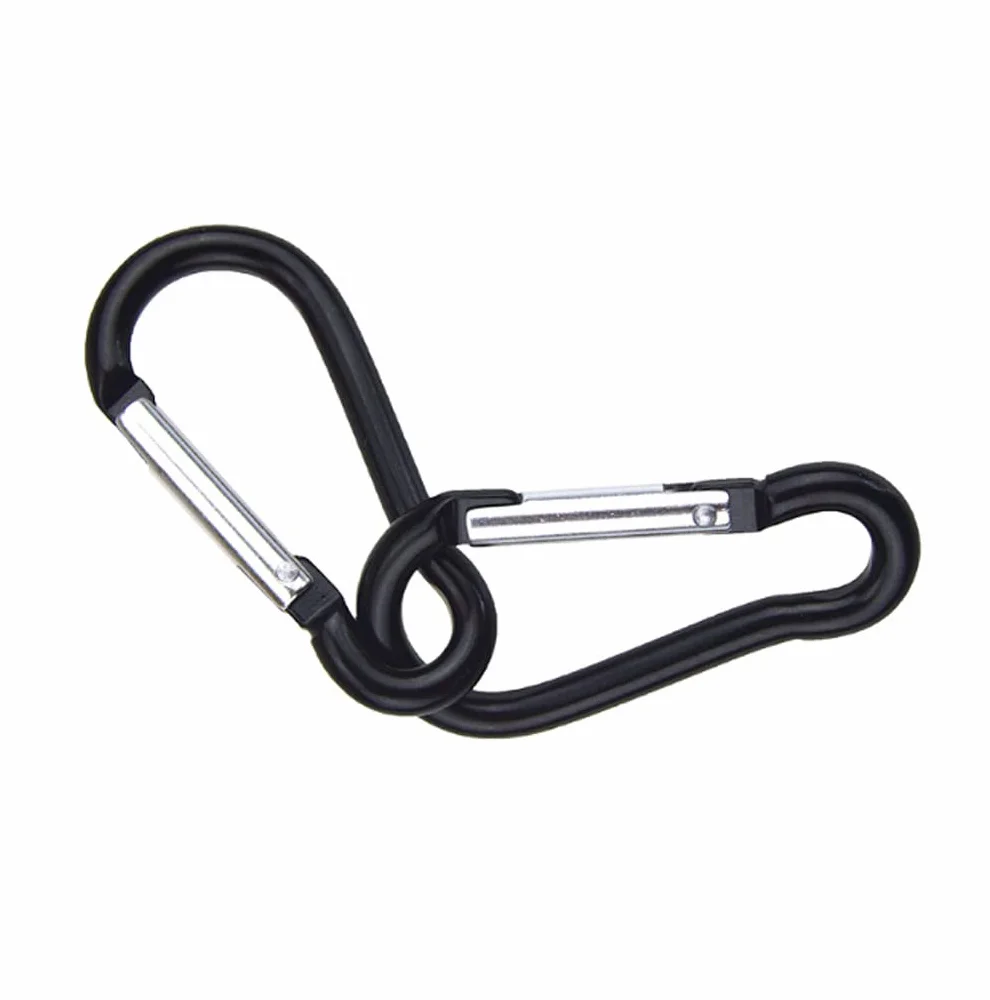 Mosquetón de aleación de aluminio negro 100 unidades mini llaveros para camping