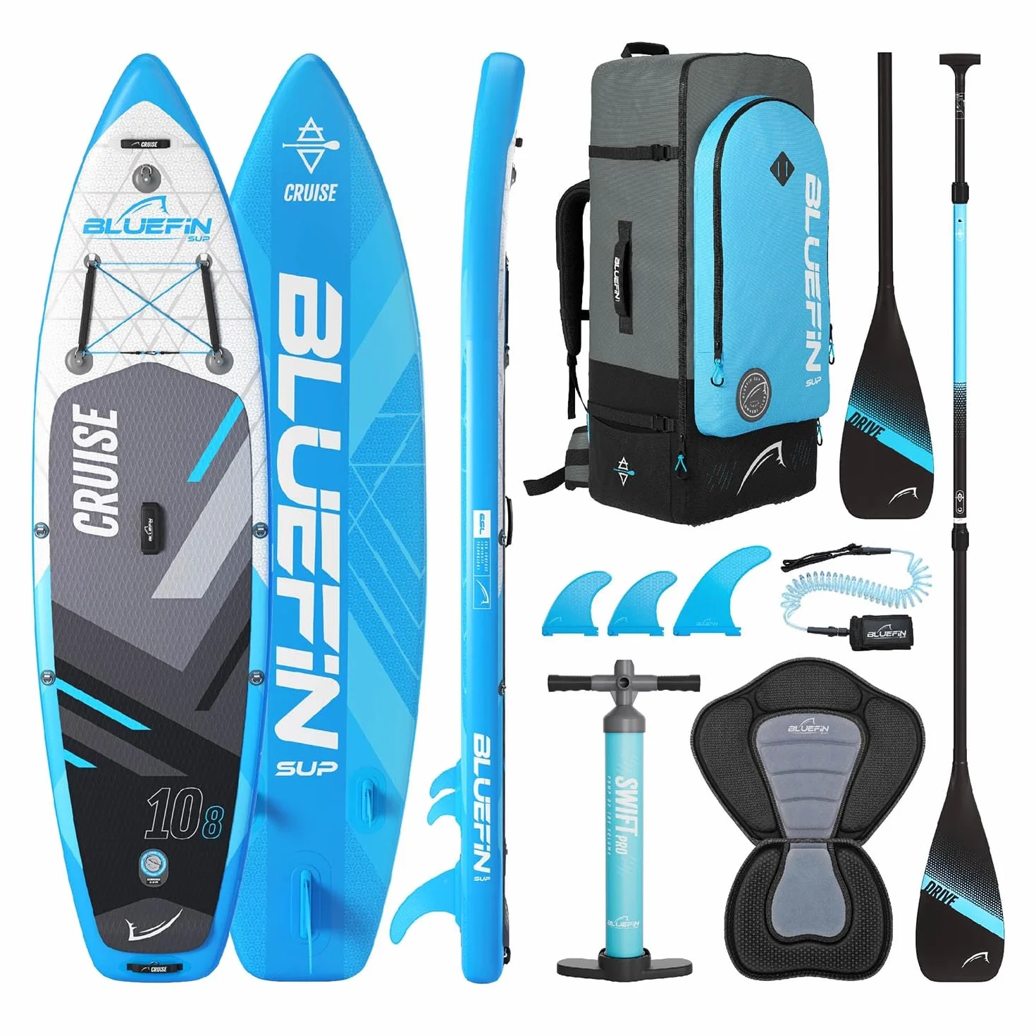 Bluefin SUP Tabla de Paddle Surf Hinchable Cruise 10'8 Adultos Incluye Accesorios