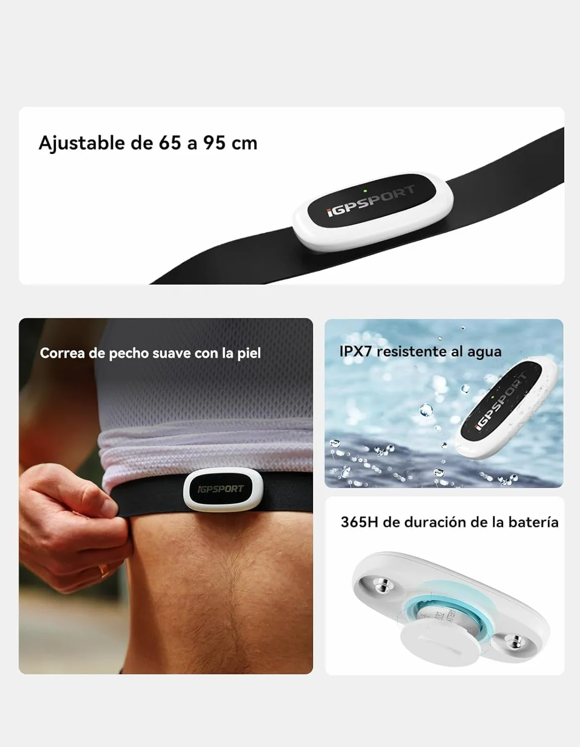 iGPSPORT HR40 Monitor de Ritmo Cardíaco Bluetooth Ant+ Correa de Pecho para Correr Ciclismo Gimnasio