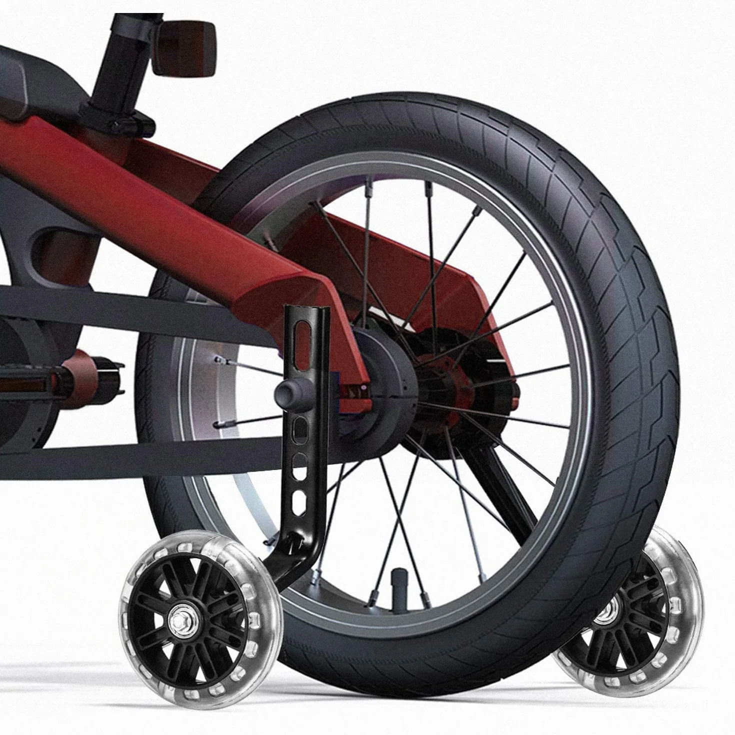 Ruedas de apoyo para bicicleta infantil, estabilizadores universales 12-18 pulgadas negro flash