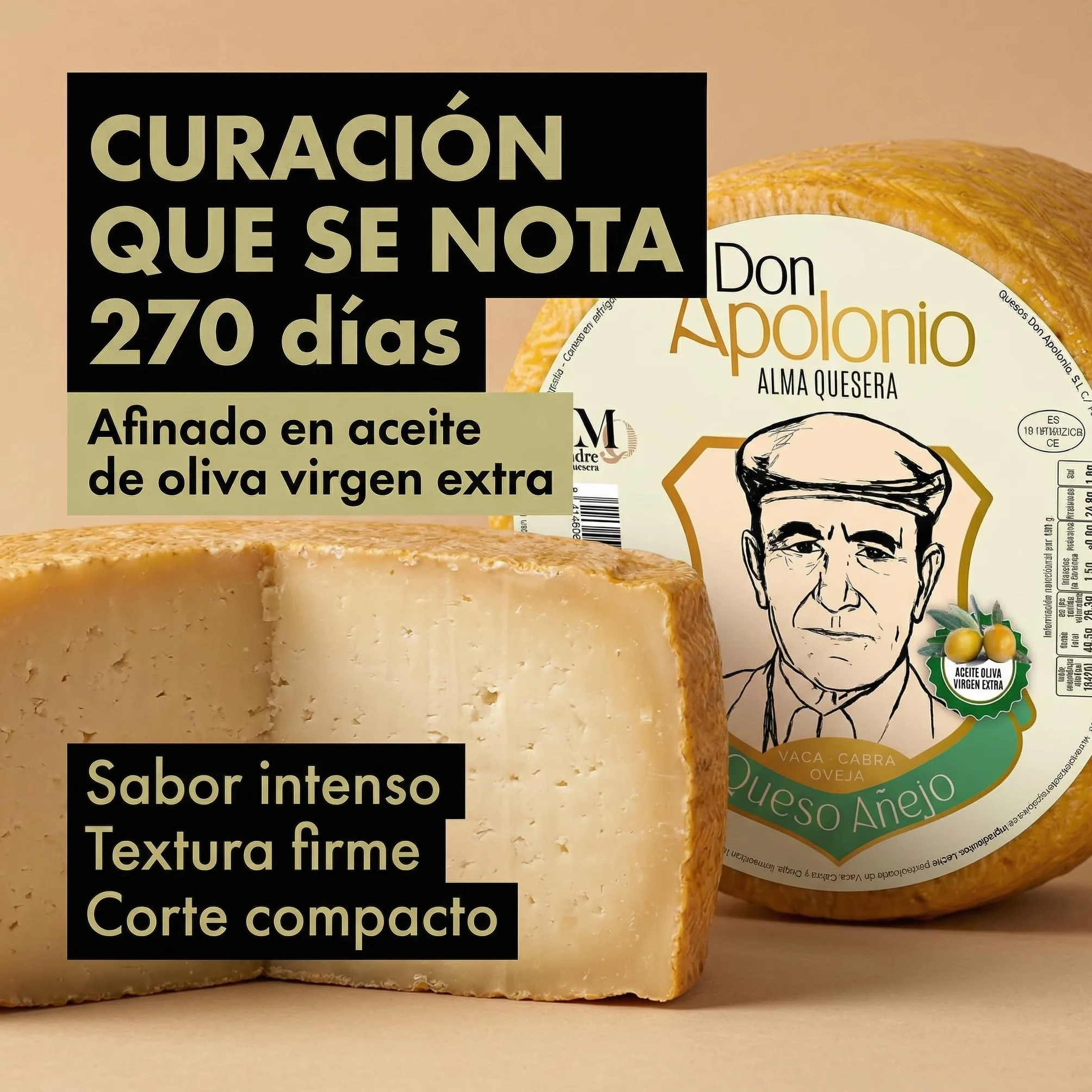 SABE A SABAS Queso Iberico Añejo en Aceite de Oliva Virgen Extra 2 Kg Mezcla Vaca Cabra Oveja Curacion 270 Dias