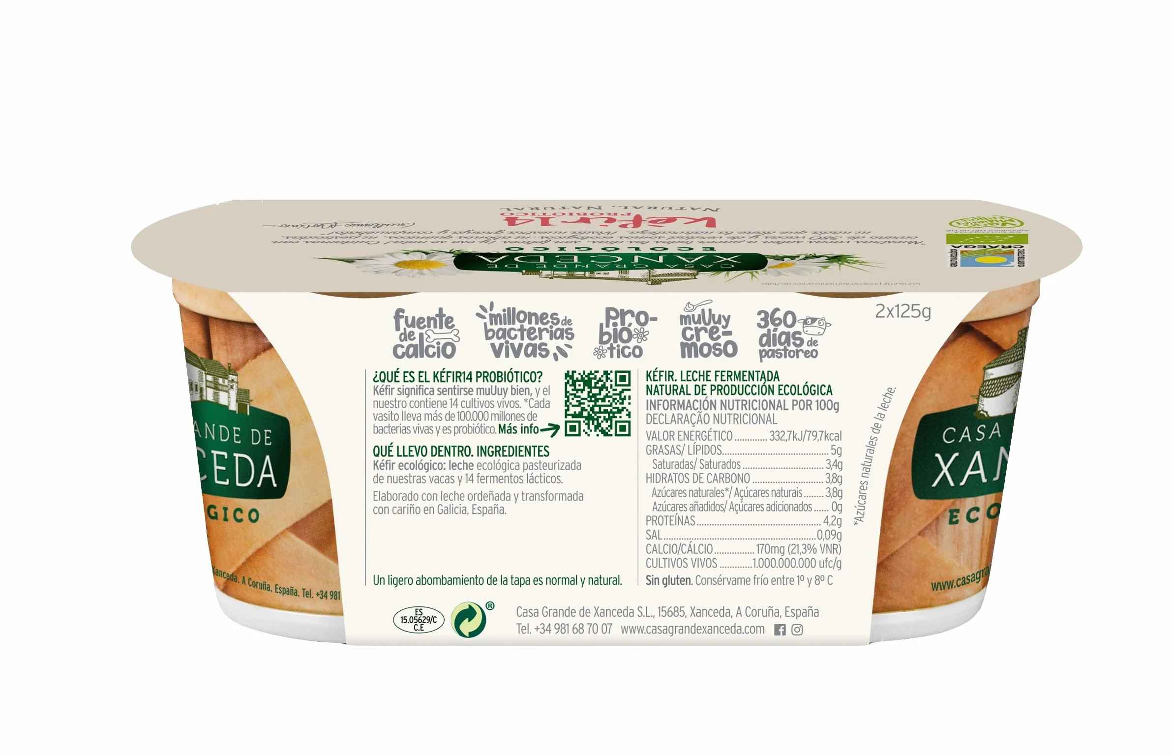 Kéfir ecológico natural Casa Grande de Xanceda 2x125g