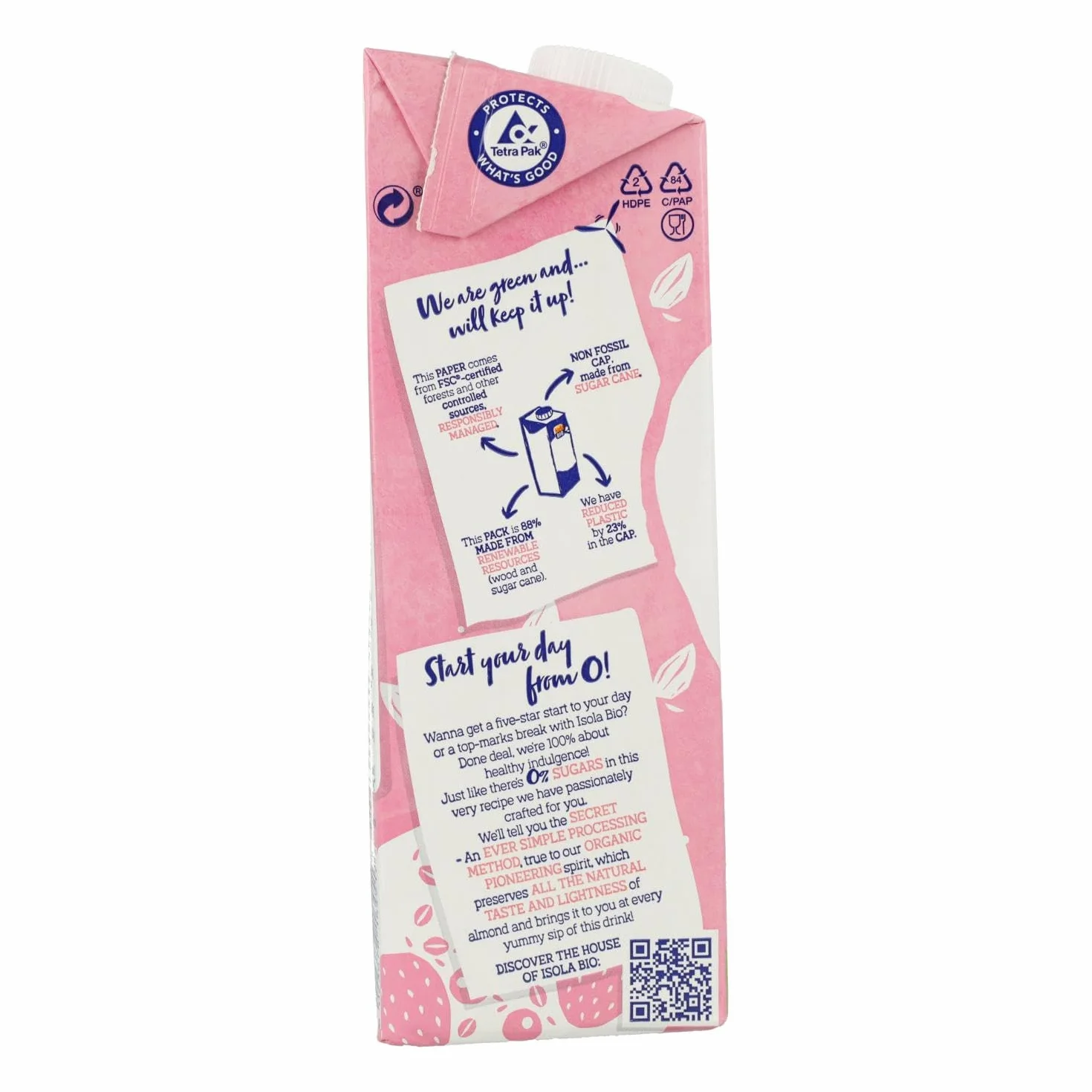 ISOLA BIO - Bebida Vegetal de Almendras de 1 L, sin Azúcares Añadidos y Sin Lactosa, Apto para Veganos, Optima para Tomar Sola, con Café o en Batidos