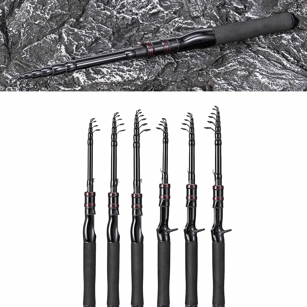 Zoegneer Caña de pescar telescópica fibra de carbono 1,5 m 1,8 m 2,1 m para agua salada y dulce