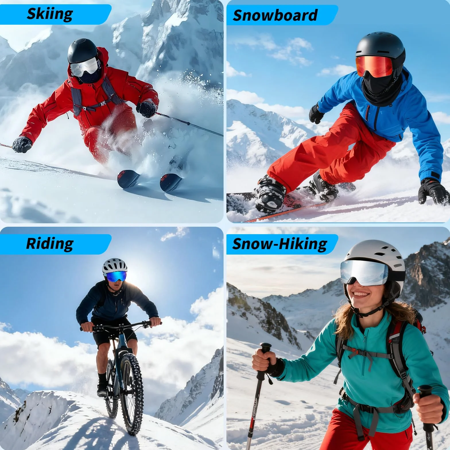 Gafas de Esquí YH227 OTG Ajustable Protección UV Anti-Niebla Snowboard Nieve Espejo