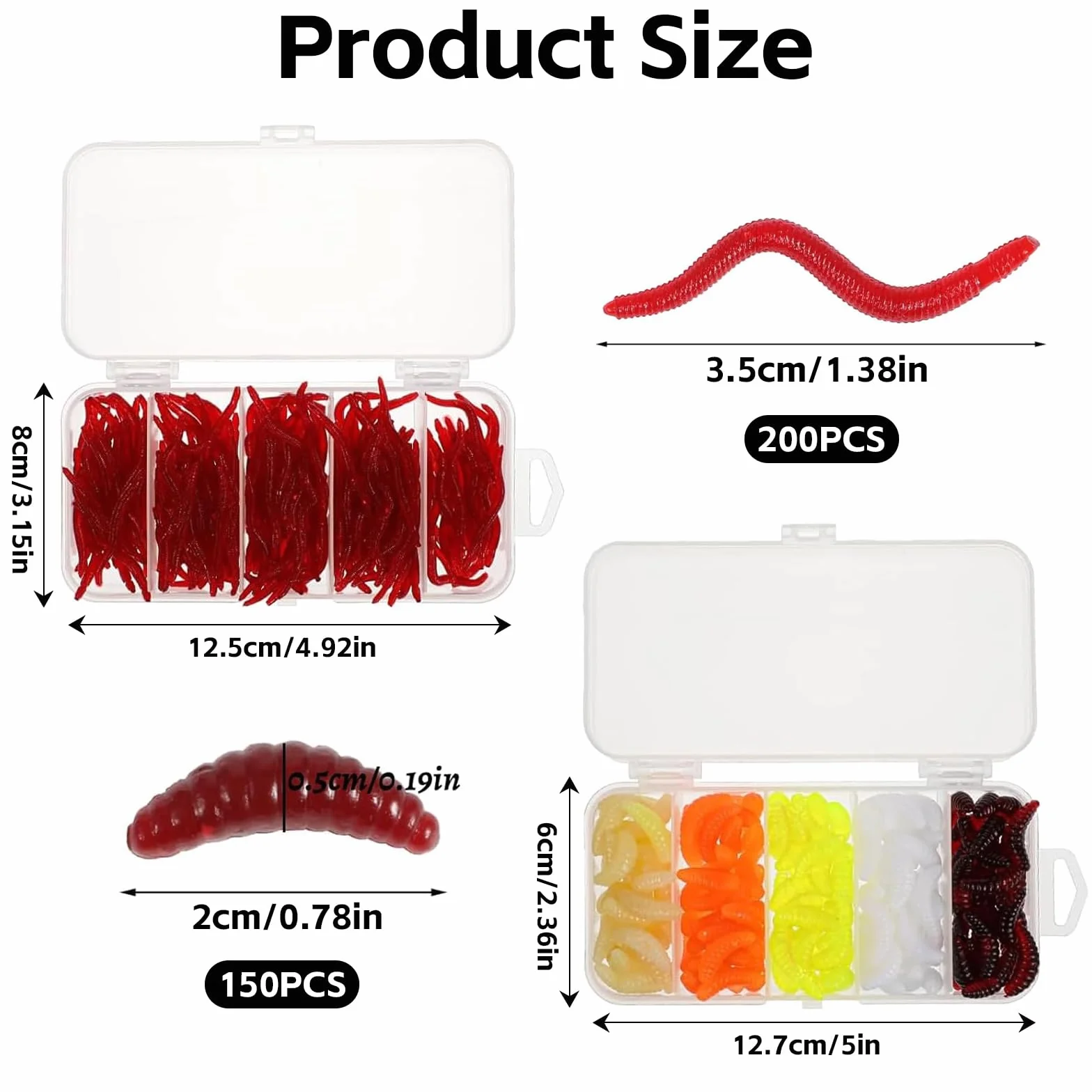 Señuelos Artificiales Gusanos para Pesca Trucha, 350 Piezas Lombrices Artificiales