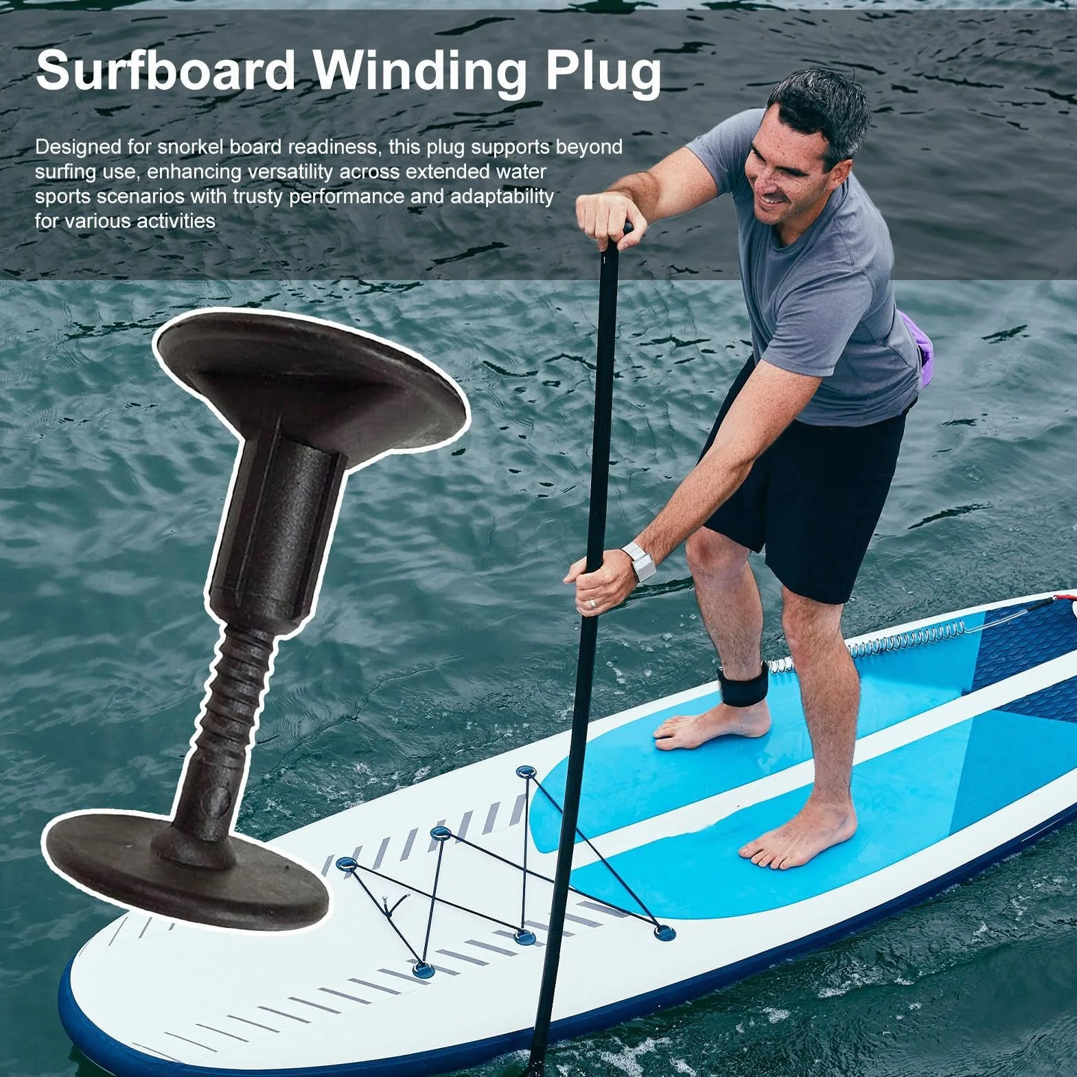Enchufe para tabla de surf de cuerda para correa, accesorio portátil de fijación bobinado