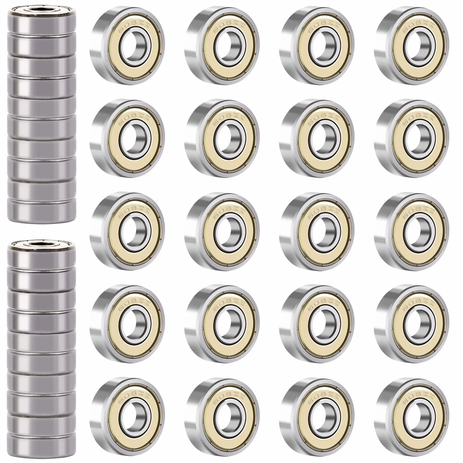 Rodamientos de bolas 608 ZZ 8x22x7 mm doble blindado metal miniatura 40 unidades